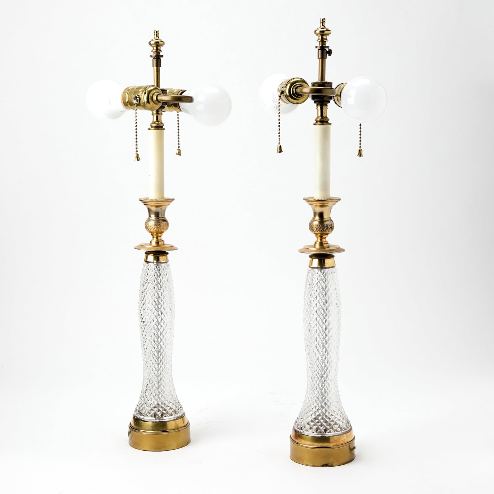 Pair of Empire Style Gilt-Metal Mounted Cut Glass Candlestick Lamps (1 of 5)