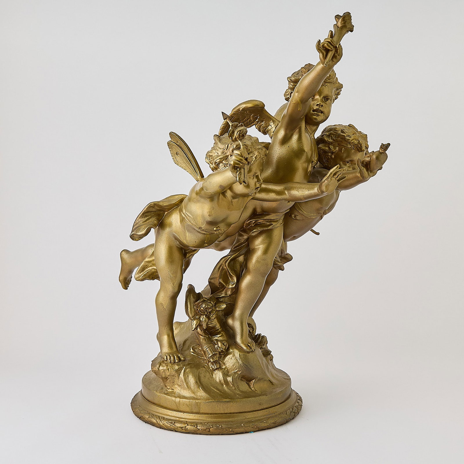 French Gilt-Bronze Group of Three Cupids: Amours Vainqueurs (1 of 7)