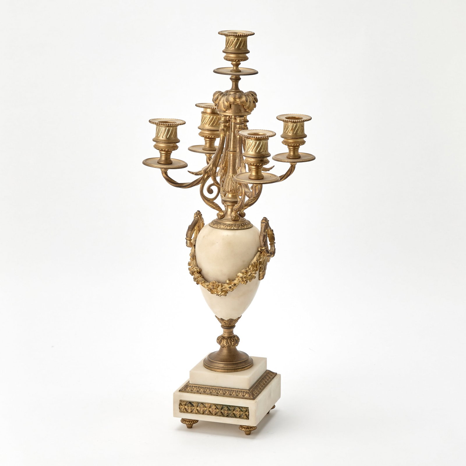 Pair of Louis XVI Style Gilt-Bronze and Marble Candelabra (1 of 5)