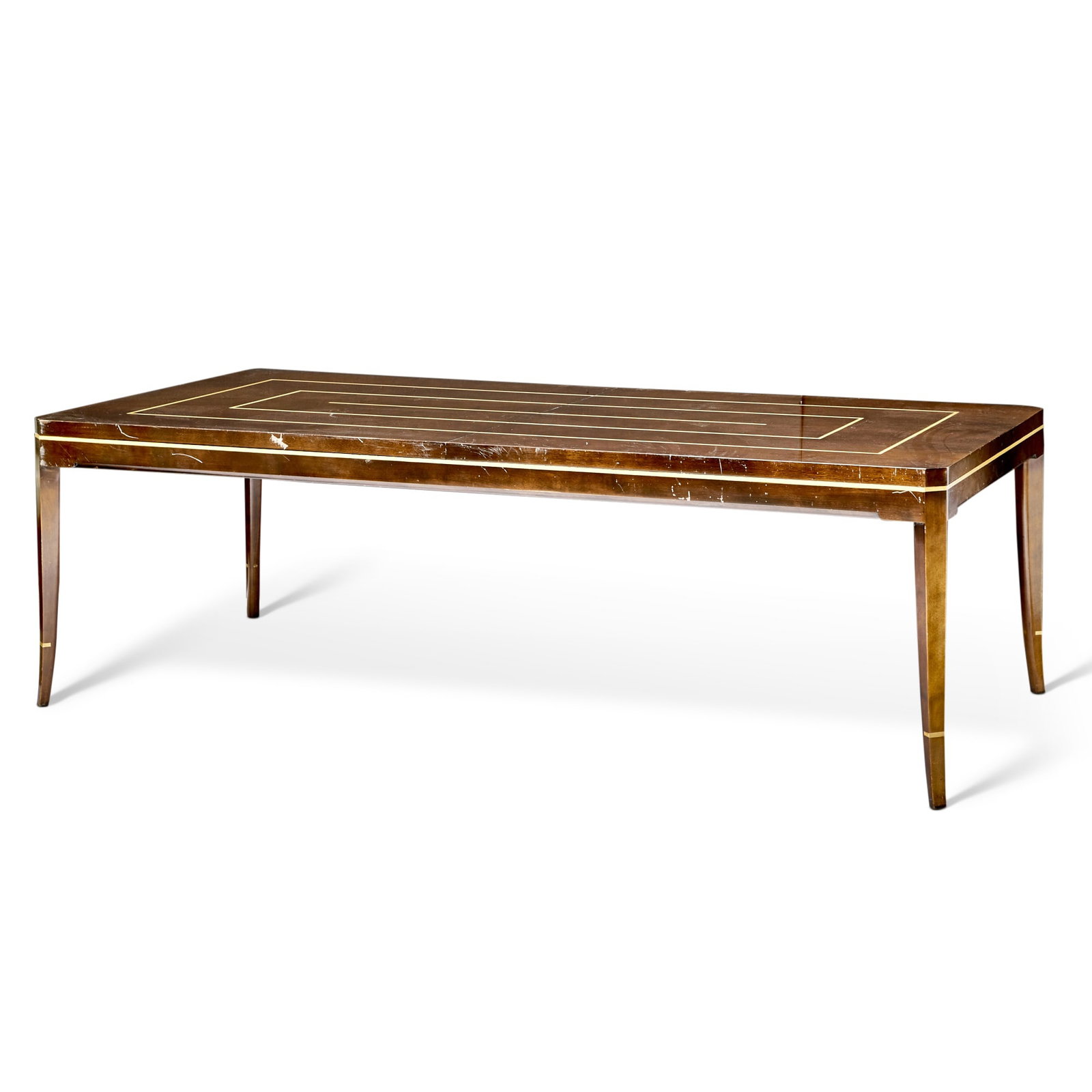 Tommi Parzinger Satinwood Inlaid Mahogany Extension Dining Table (1 of 4)