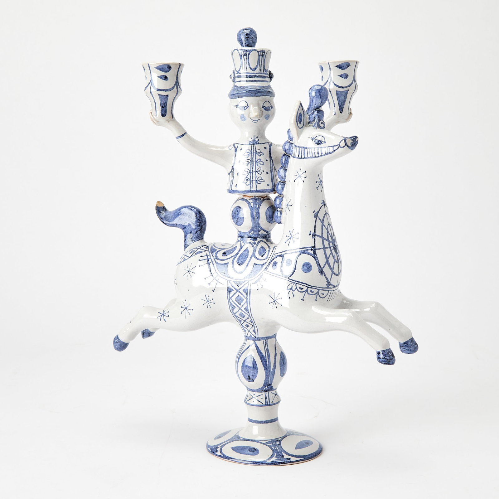 Danish Blue and White Faience Three-Light Candelabrum (1 of 7)