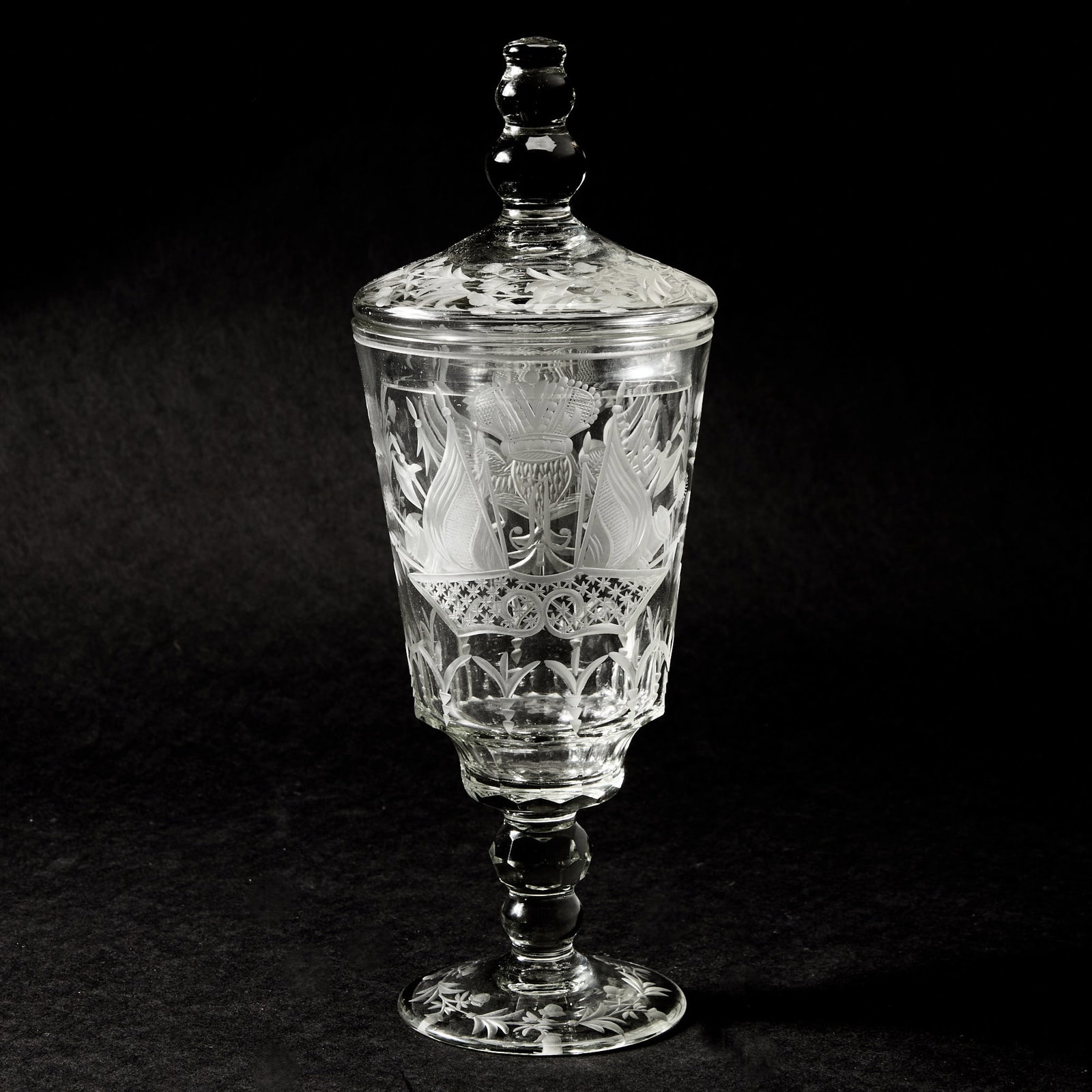 Russian Style Engraved Glass Goblet (1 of 4)
