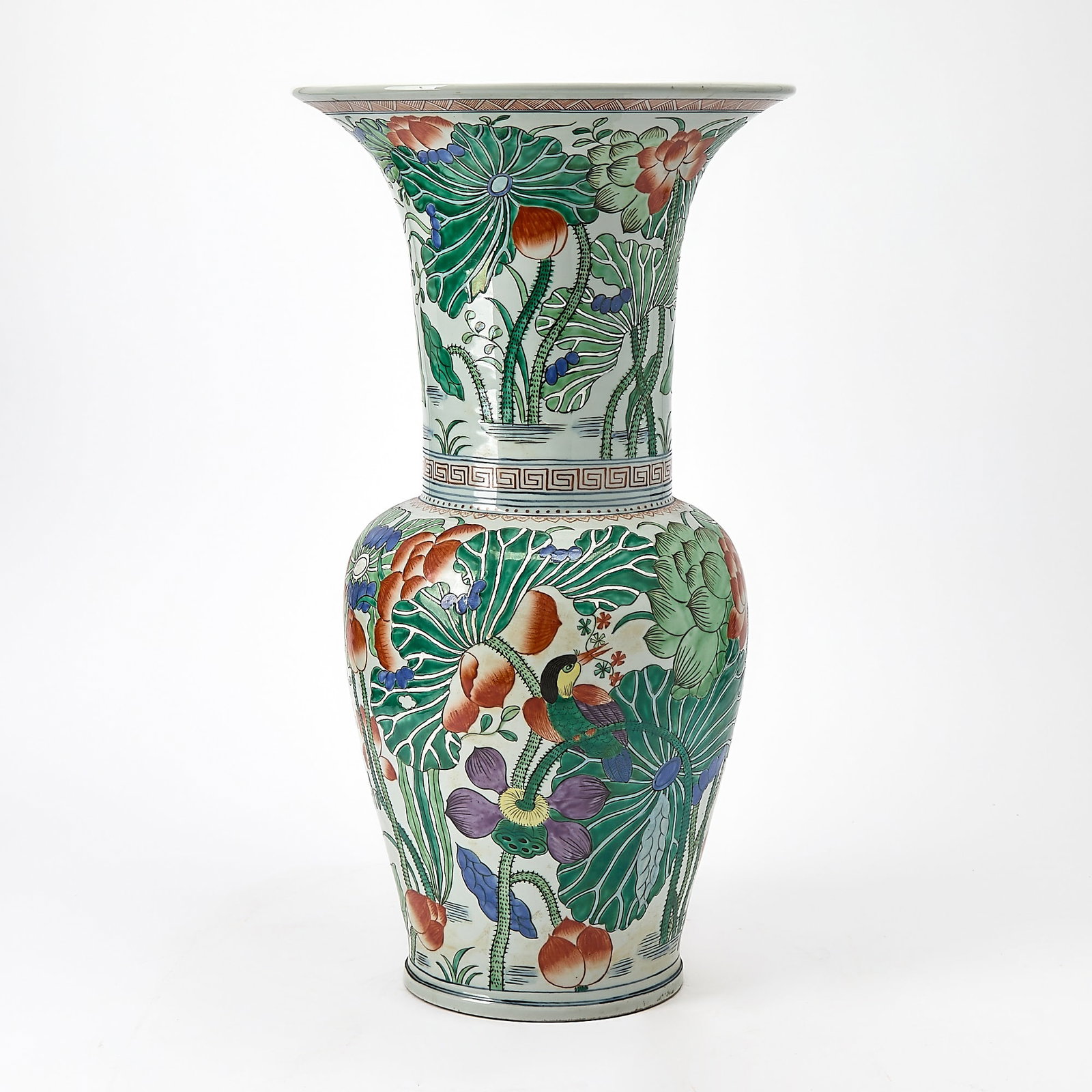 Chinese Famille Verte Porcelain Yenyen Vase: Height 24 inches, diameter 13 inches