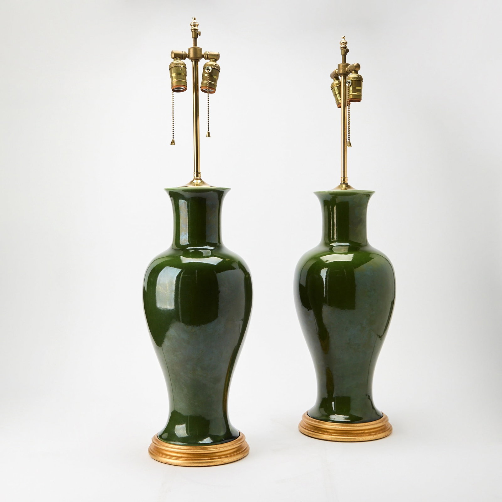 Pair of Green Porcelain Vases as Lamps (1 of 4)
