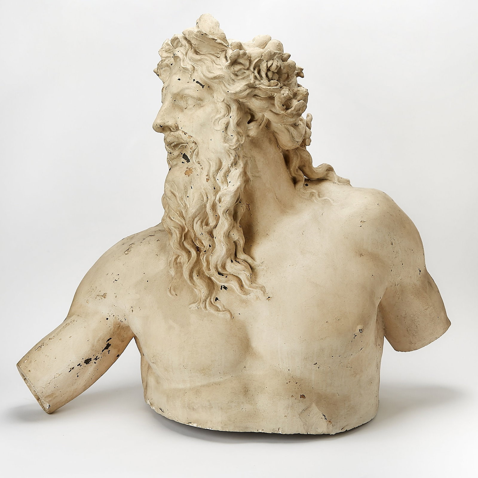 Composition Bust of Neptune: Reportedly from the 1893 Chicago World's Fair Height 34 inches, width 41 inches, depth 24 inches