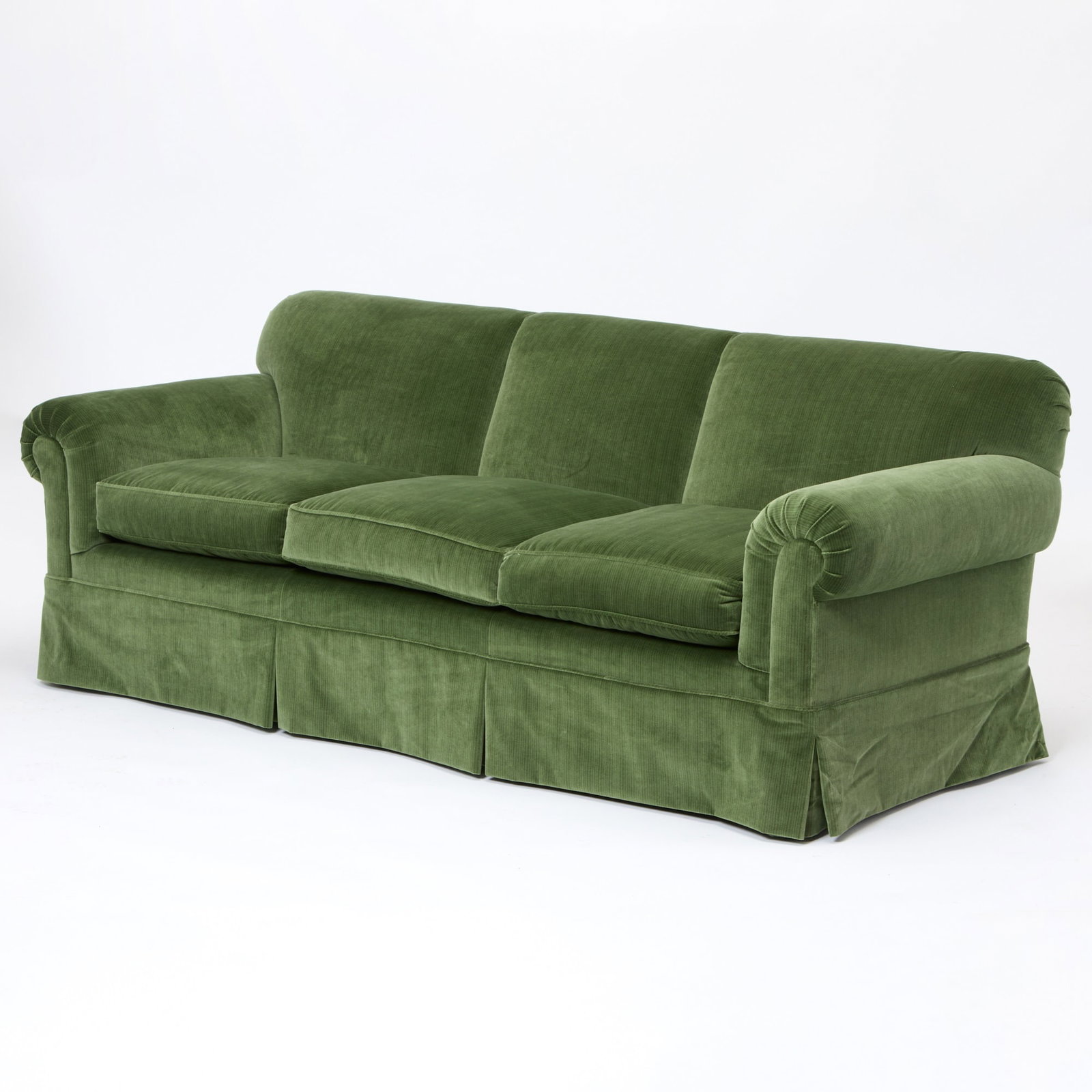 Green Velvet Upholstered Three-Seat Sofa (1 of 4)