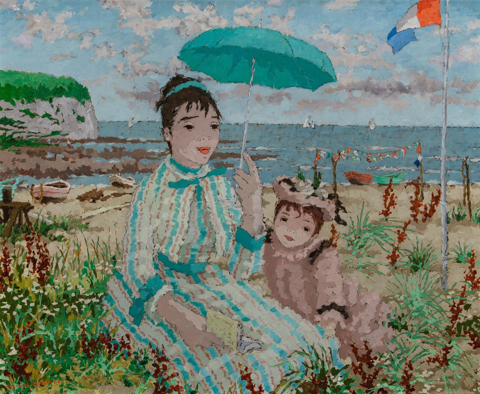 Suzanne Eisendieck: German, 1908-1998 La Falaise d'Aport Signed Suzanne Eisendeick (ll); inscribed as titled on the reverse Oil on canvas 23 3/4 x 28 3/4 inches (60.3 x 73 cm) Provenance: Sale, Parke-Bernet Galleries,