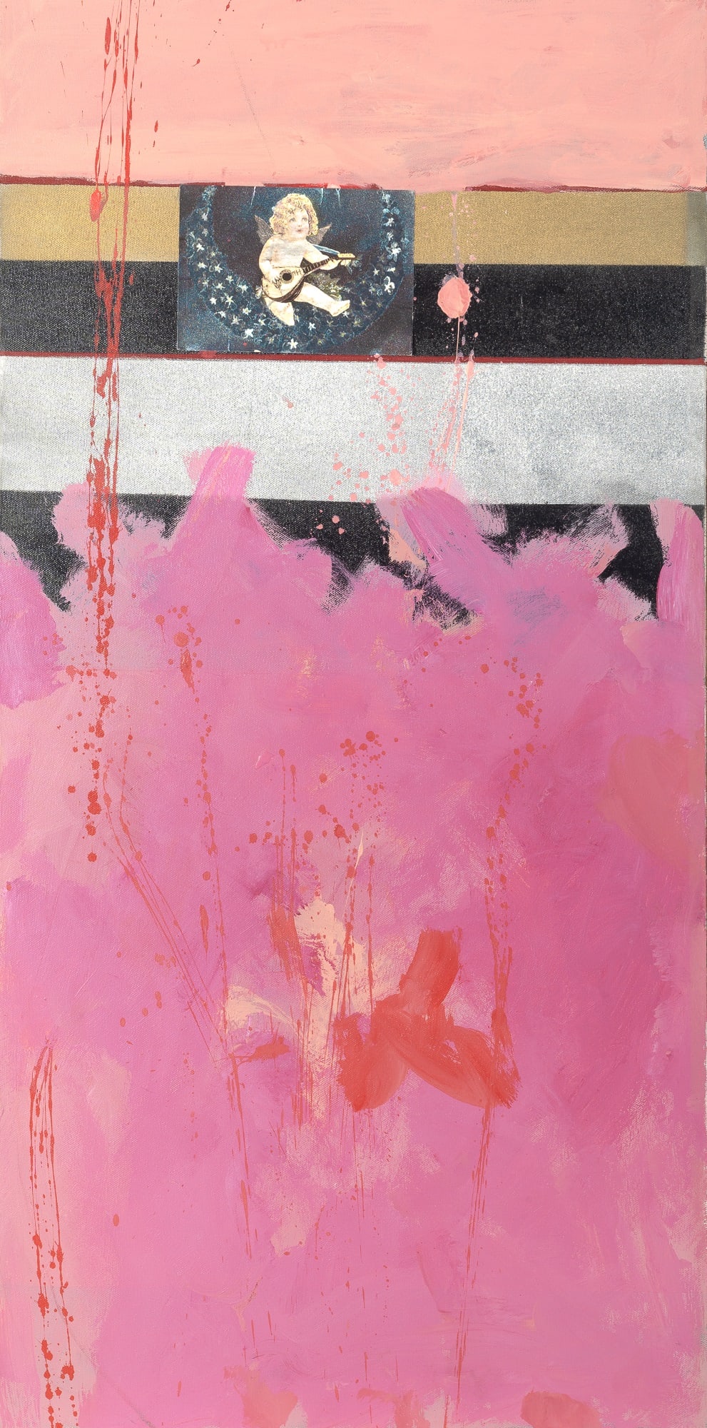 J. Bowyer Bell: American, 1931-2003 Naughty Angel, 2001 Signed, dated, and titled on the verso Oil and mixed media on canvas 35 3/4 x 18 inches (90.8 x 45.7 cm) * (Framed 36 1/2 x 18 1/4 inches)