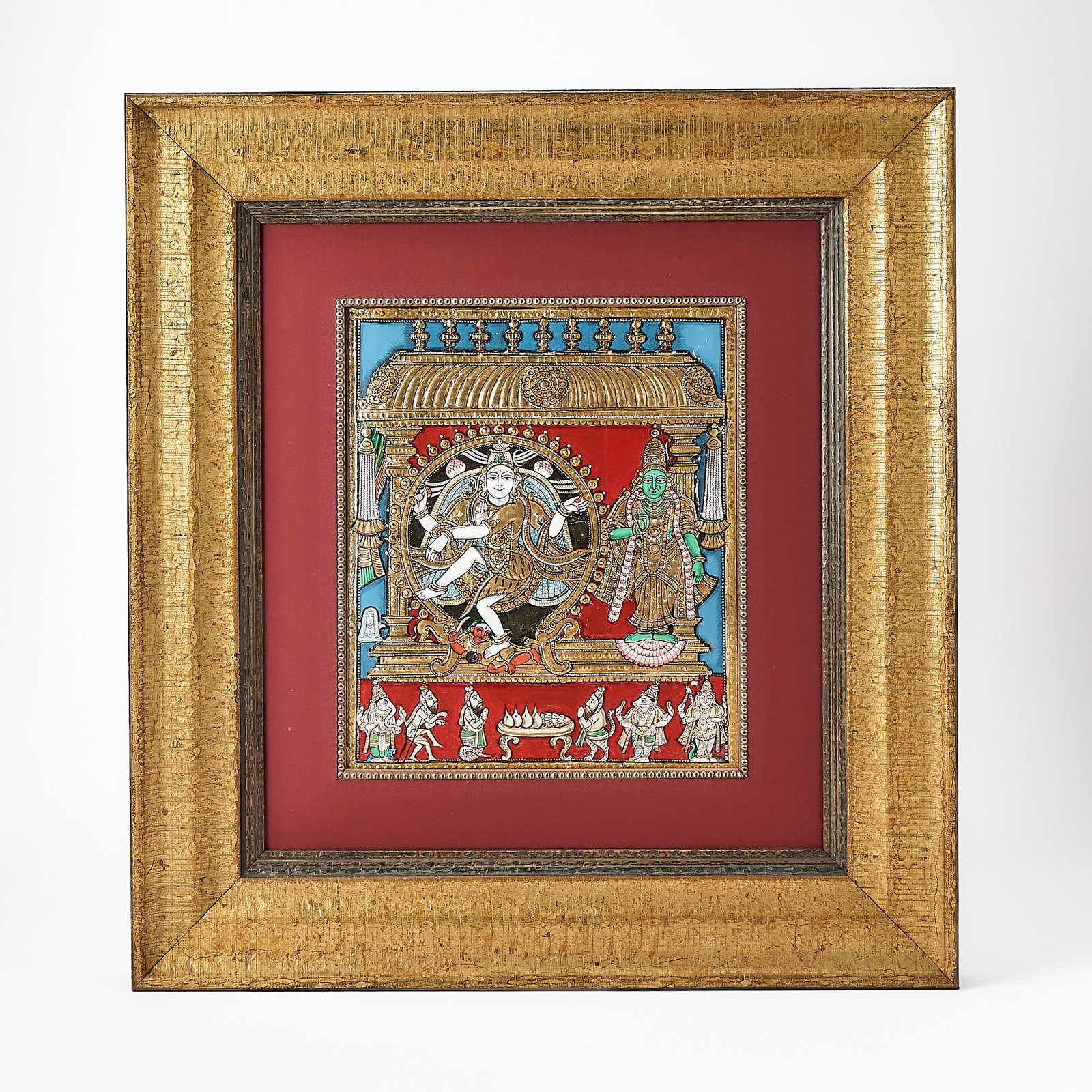 An Indian Painting 19th-20th Century: Gouache on wood panel. (Sight 11 1/4 x 13 1/2 inches)