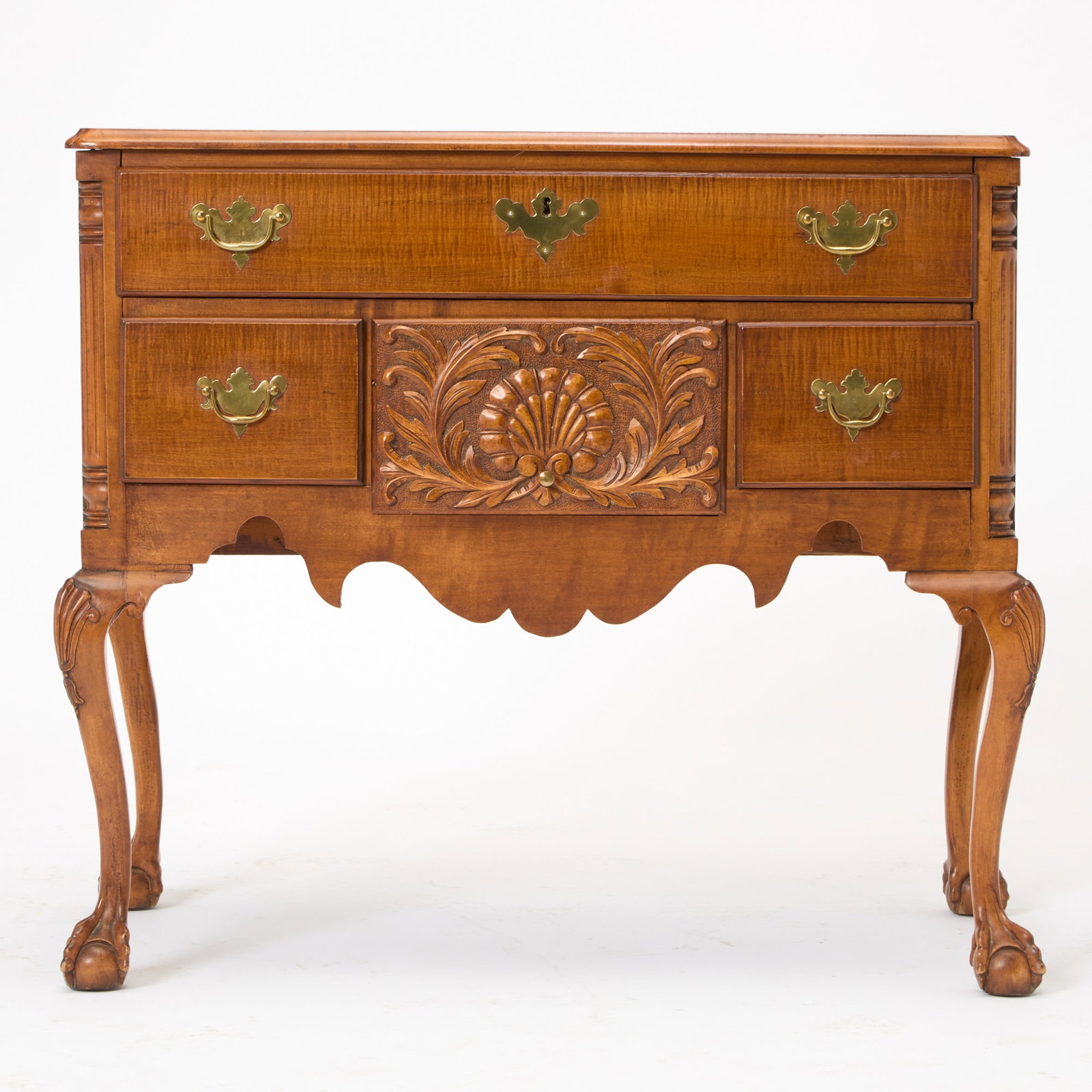 Chippendale Style Tiger Maple Dressing Table - 5