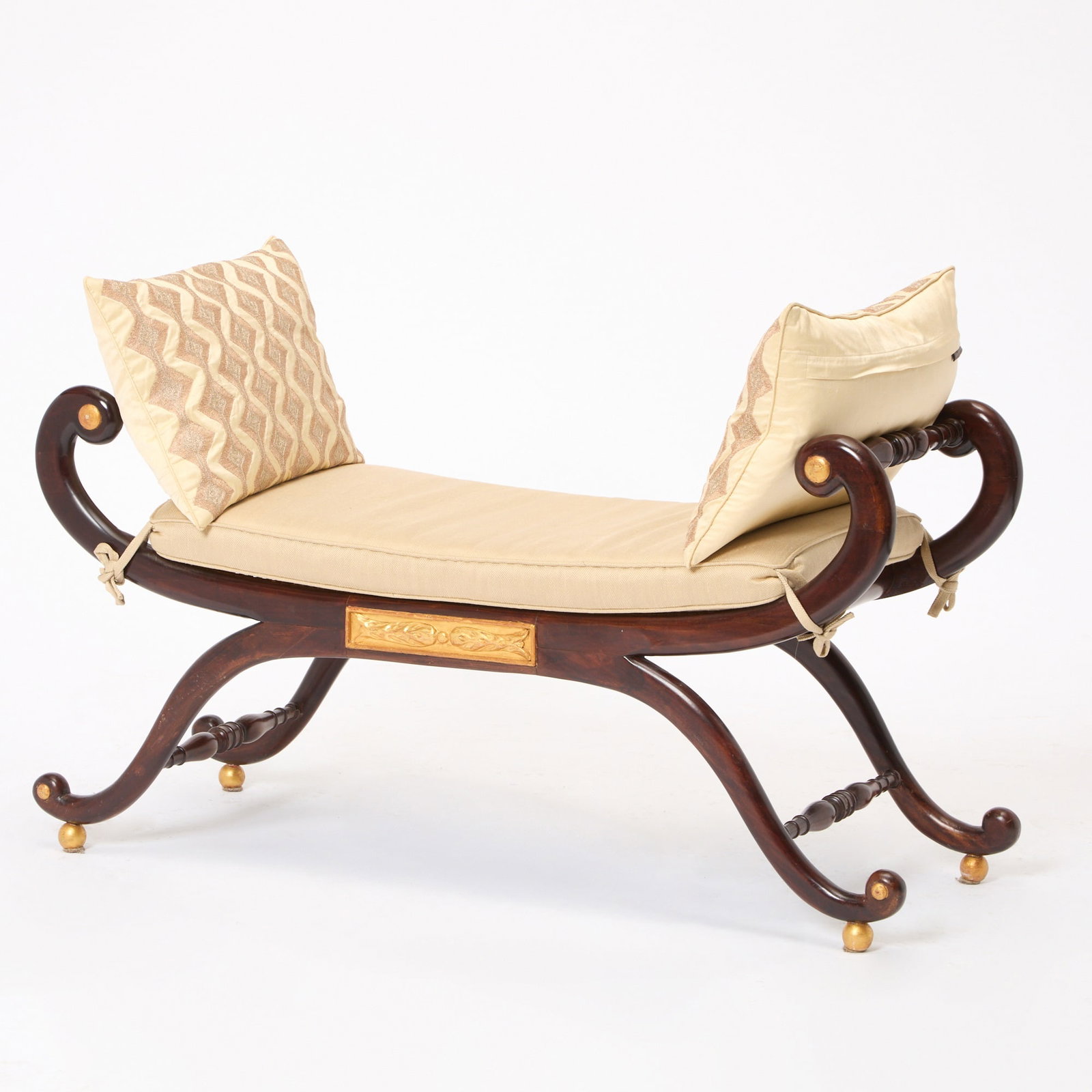 Regency Style Parcel-Gilt Mahogany Curule Form Window Bench (1 of 6)