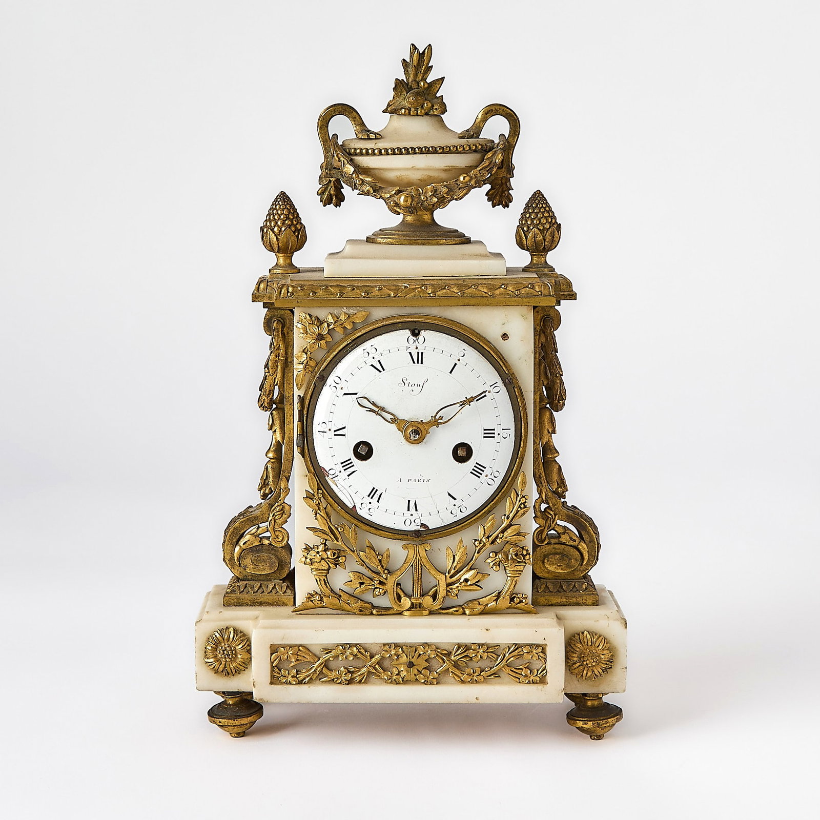 Louis XVI Style Marble Mantel Clock (1 of 6)