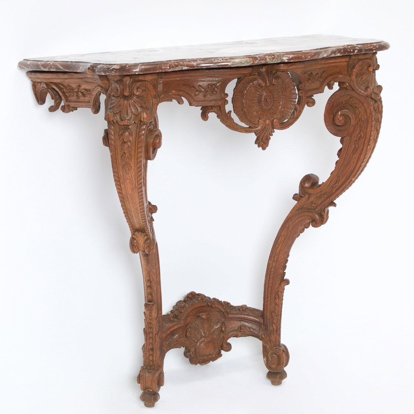 Louis XV Style Marble Top Oak Console (1 of 6)
