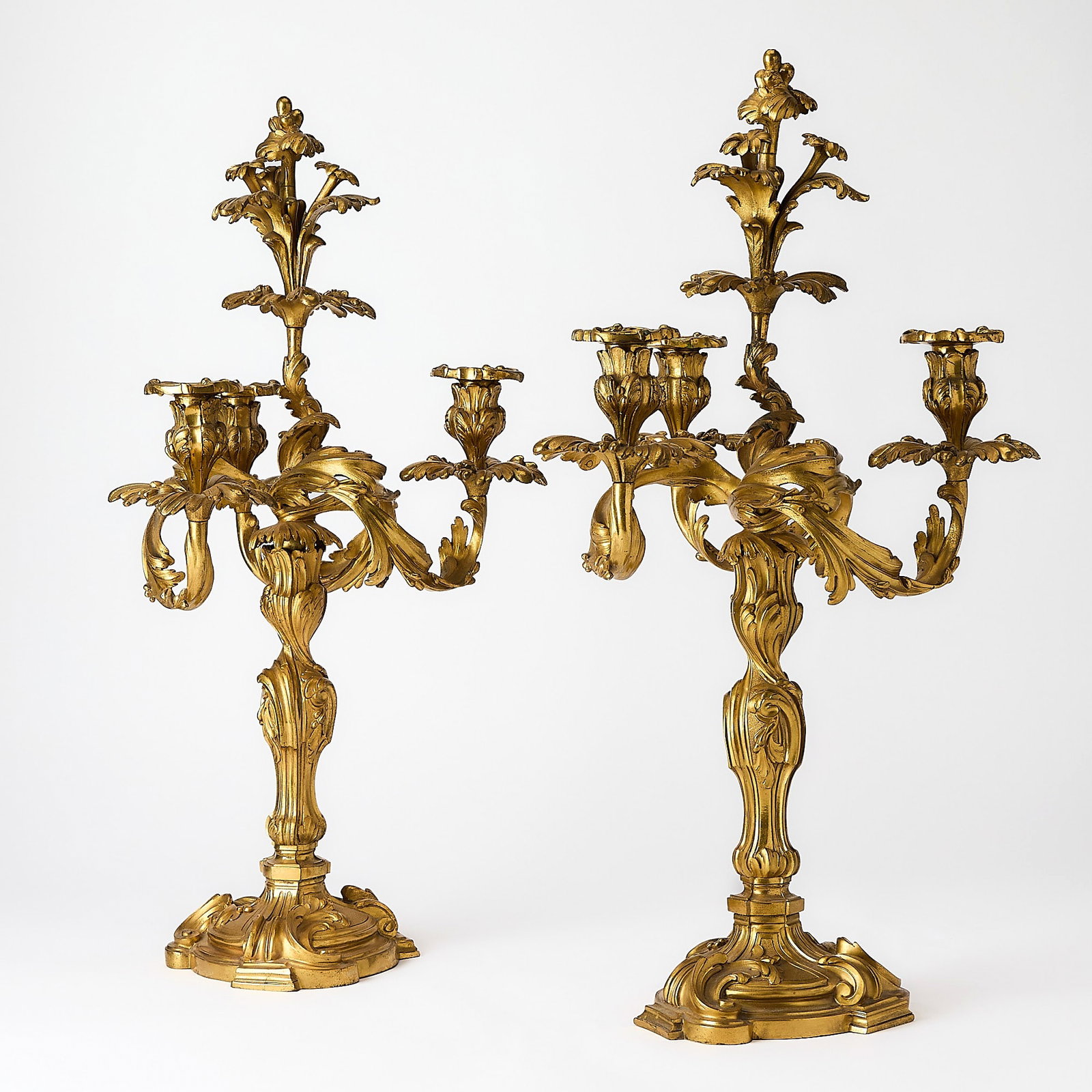 Pair of Louis XV Style Gilt-Bronze Candelabra (1 of 5)