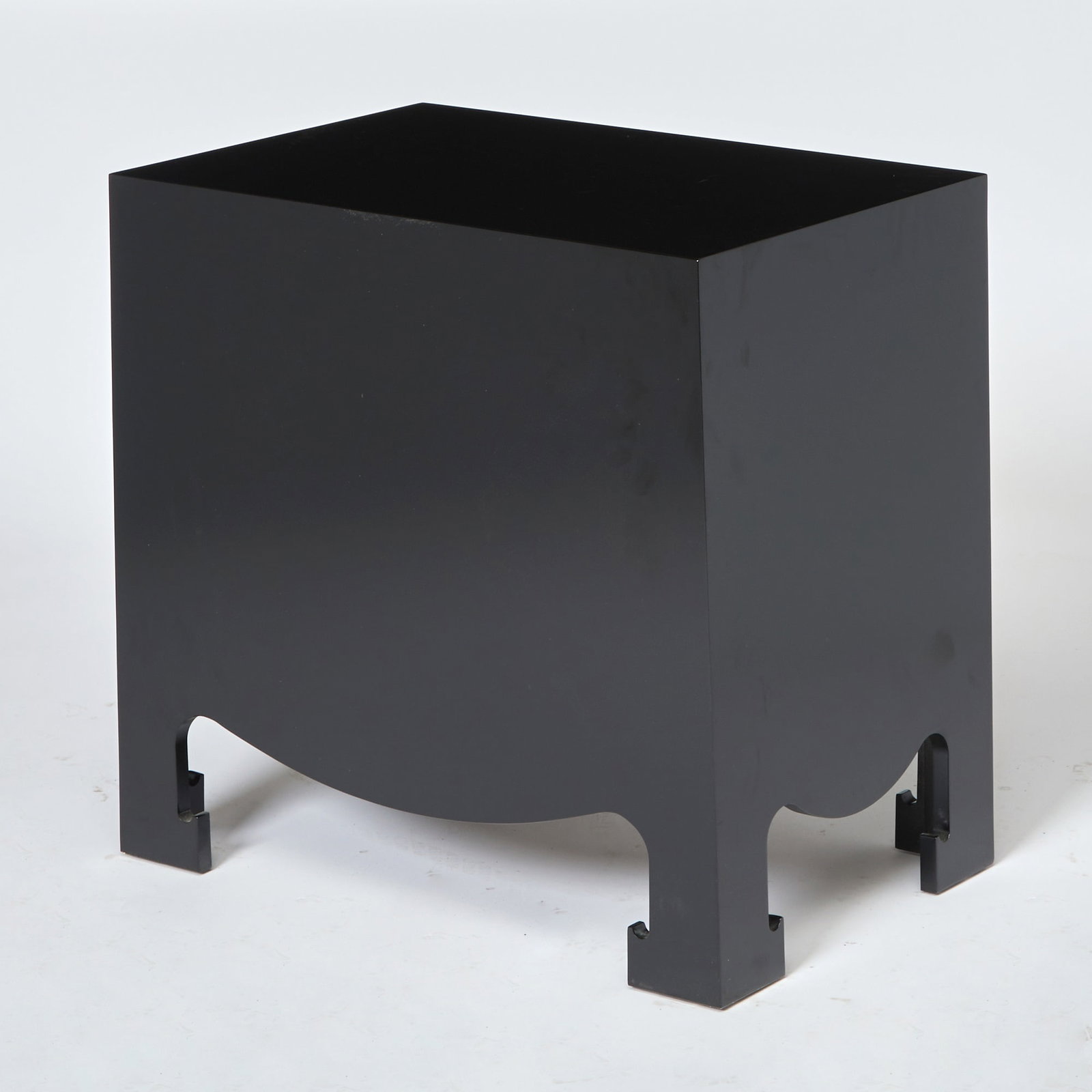 Black Lacquered Three Drawer Bedside Table - 3