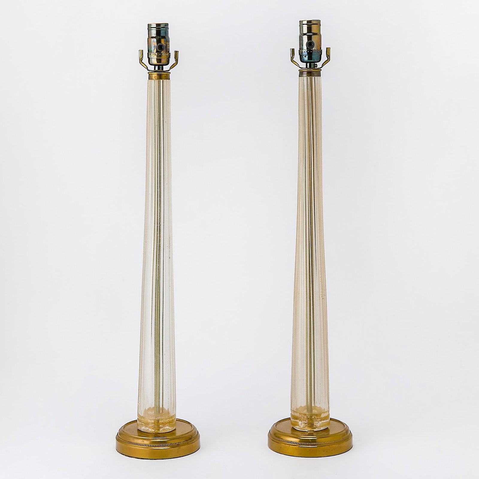 Pair of Blown Glass Table Lamps: Height 21 1/2 inches.