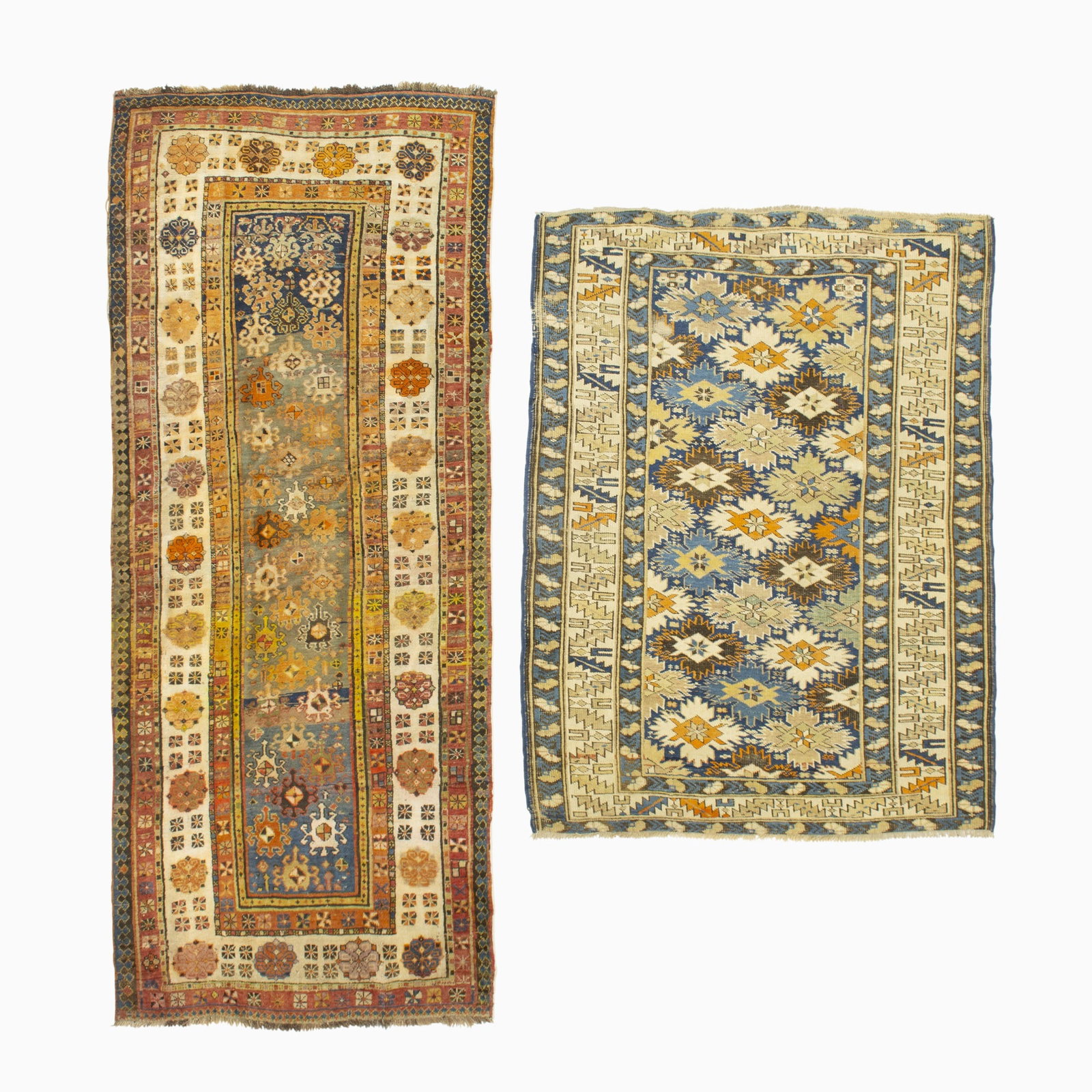 Two Caucasian Rugs: A Shirvan Rug together with a Talish Runner (5' 1" x 3' 10" and 7' 9" x 3' 6" respectively) Shirvan - Partial ends, oxidized browns Talish - Reselvedged, color runs
