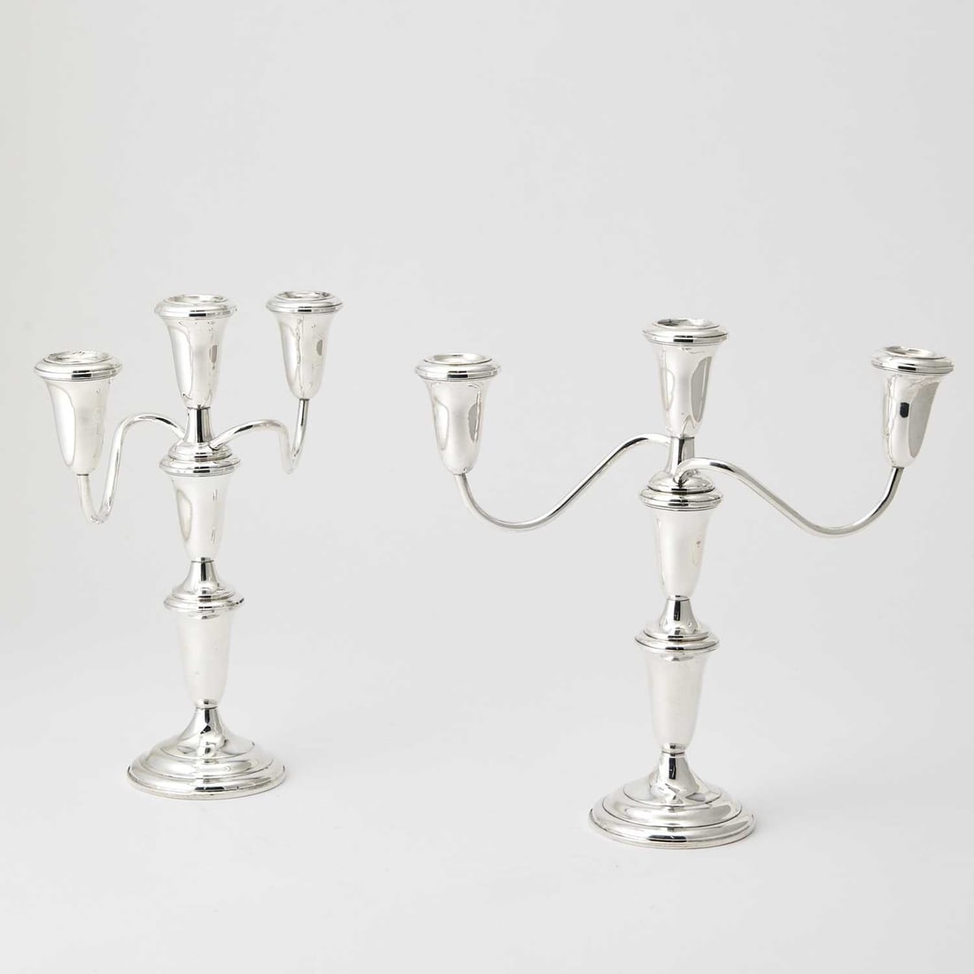 Pair of Empire Sterling Silver Adjustable Three-Light Candelabra (1 of 6)