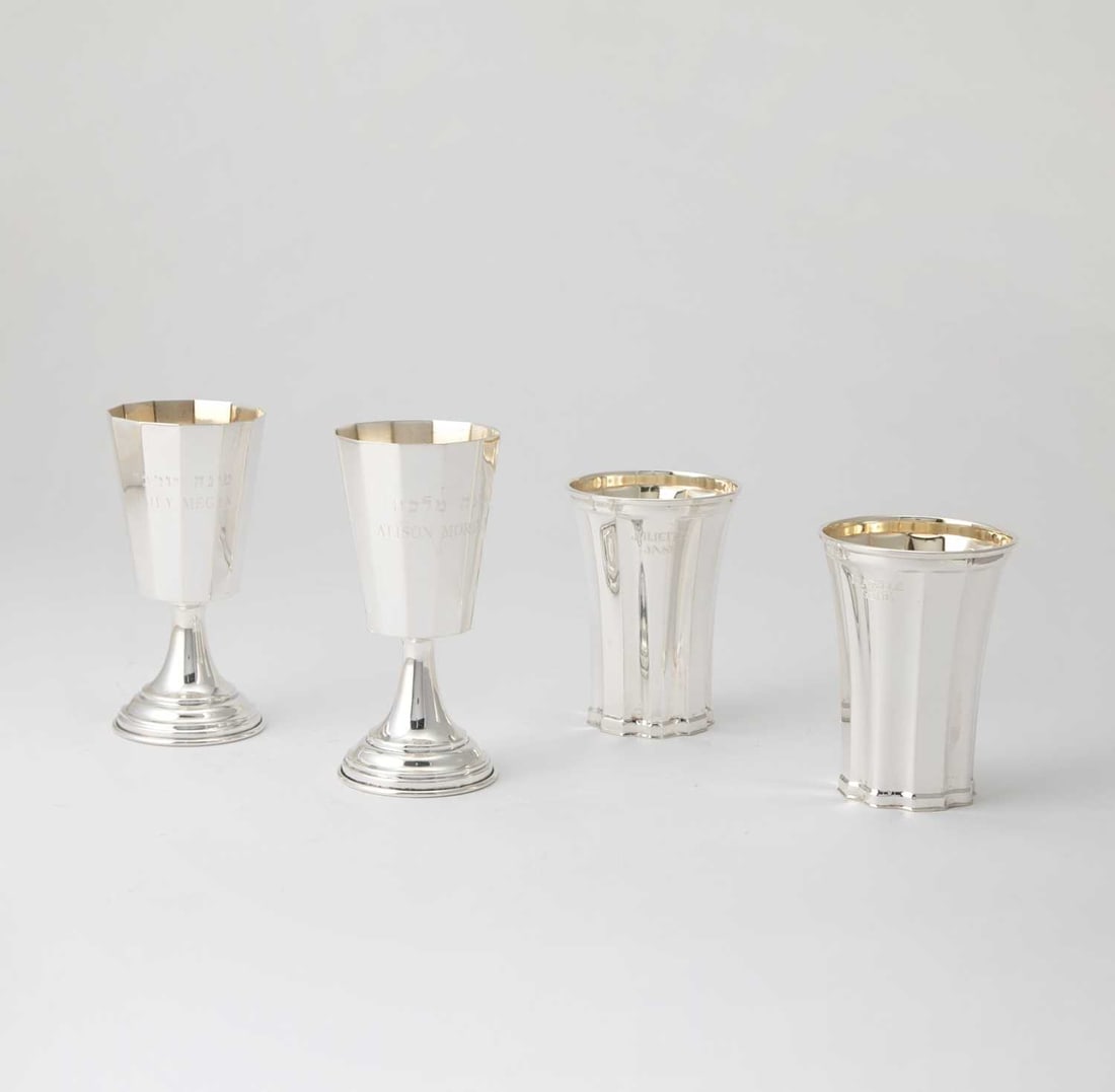 Pair of Sterling Silver Beakers and Pair of Sterling Silver Goblets (1 of 7)