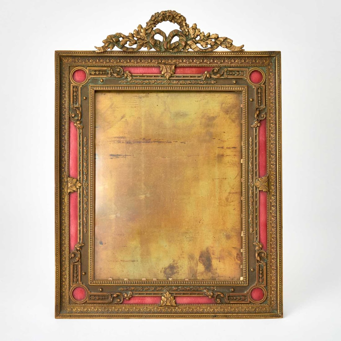 Louis XVI Style Gilt-Metal and Red Enamel Photograph Frame (1 of 3)
