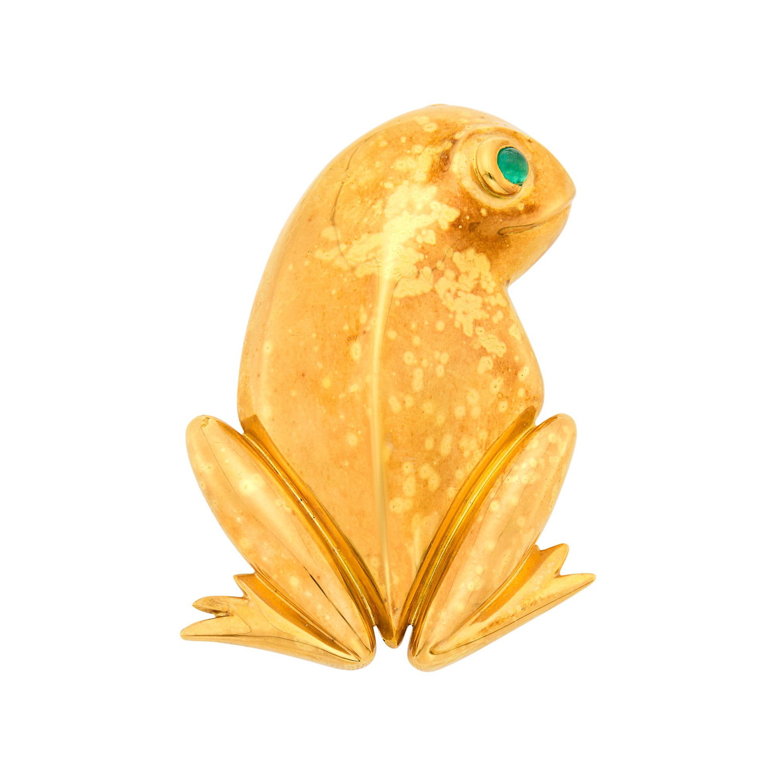 Gold and Cabochon Emerald Frog Clip-Brooch (1 of 1)