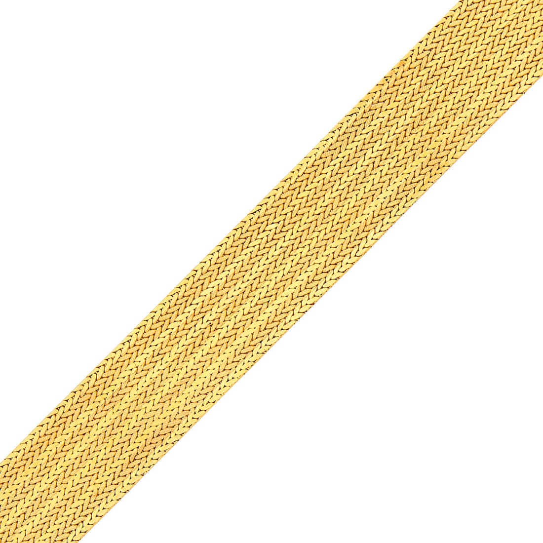 Braided Gold Mesh Bracelet: 18 kt., ap. 37.5 dwts. Inner cir. 7 and 7 1/4 inches, adjustable. Width 3/4 inch.