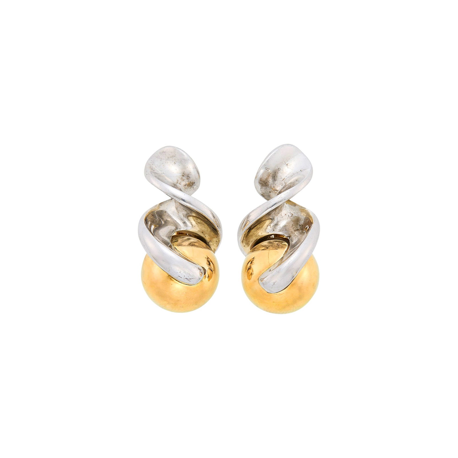 Marina B Pair of Gold and Silver 'Fusilli' Earclips (1 of 1)