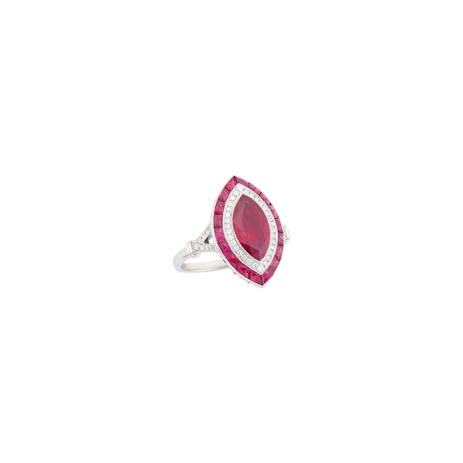 Platinum, Ruby and Diamond Ring - 2