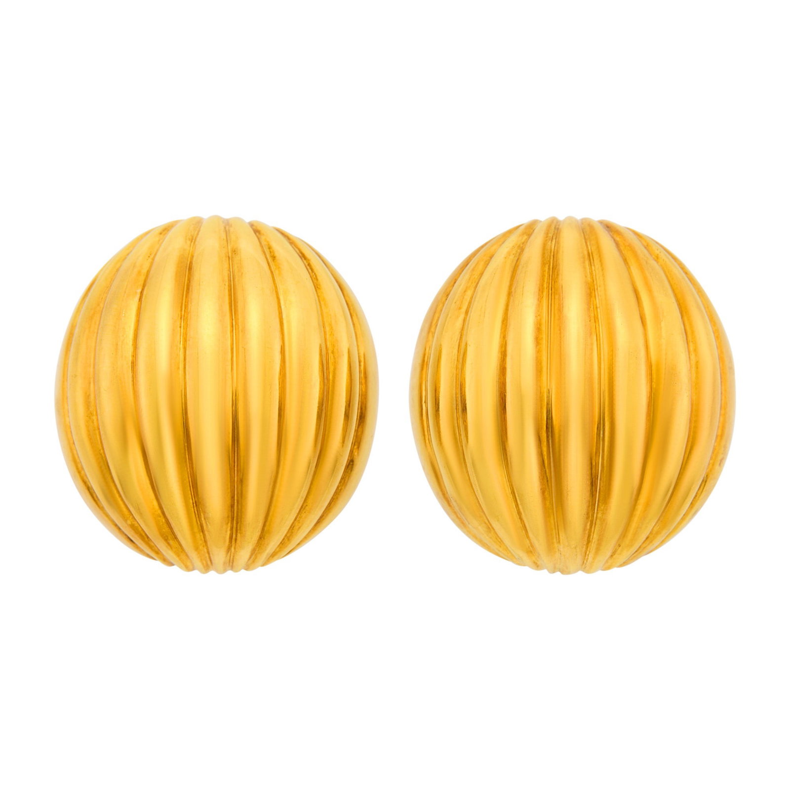 Pair of Fluted Gold Bombé Earclips (1 of 1)