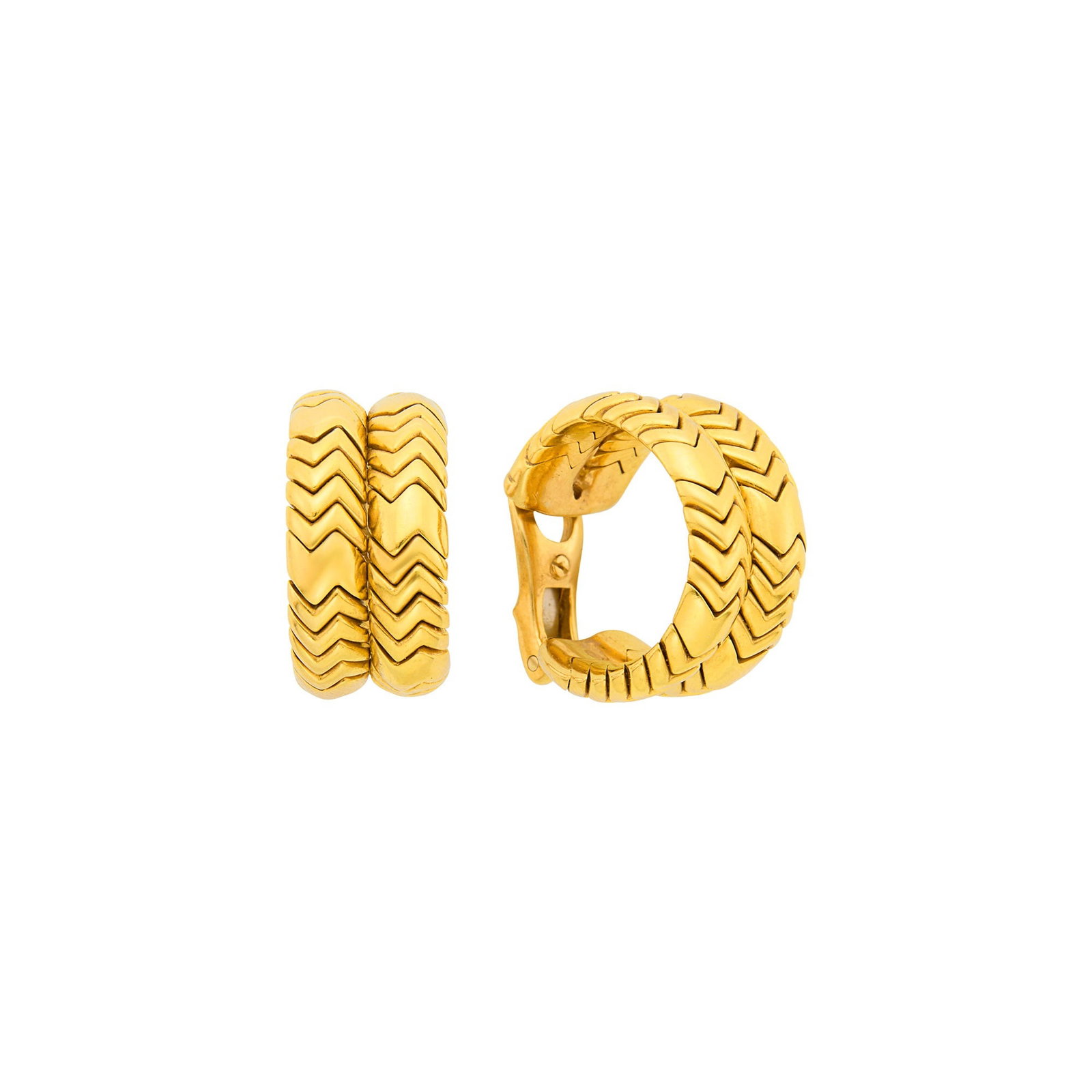 Bulgari Pair of Gold 'Spiga' Hoop Earclips (1 of 1)