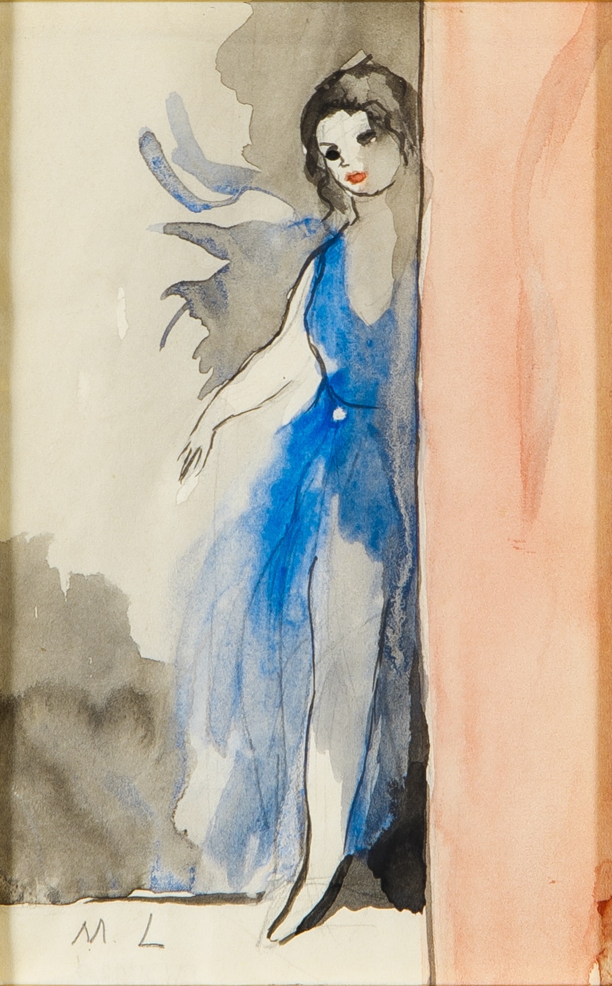 Marie Laurencin: French, 1885-1956 Dancer, 1935 Initialed M L (ll) Watercolor and ink with traces of pencil on paper 5 3/4 x 4 inches (14.5 x 10.1 cm) Provenance: The Vincent Price Collection