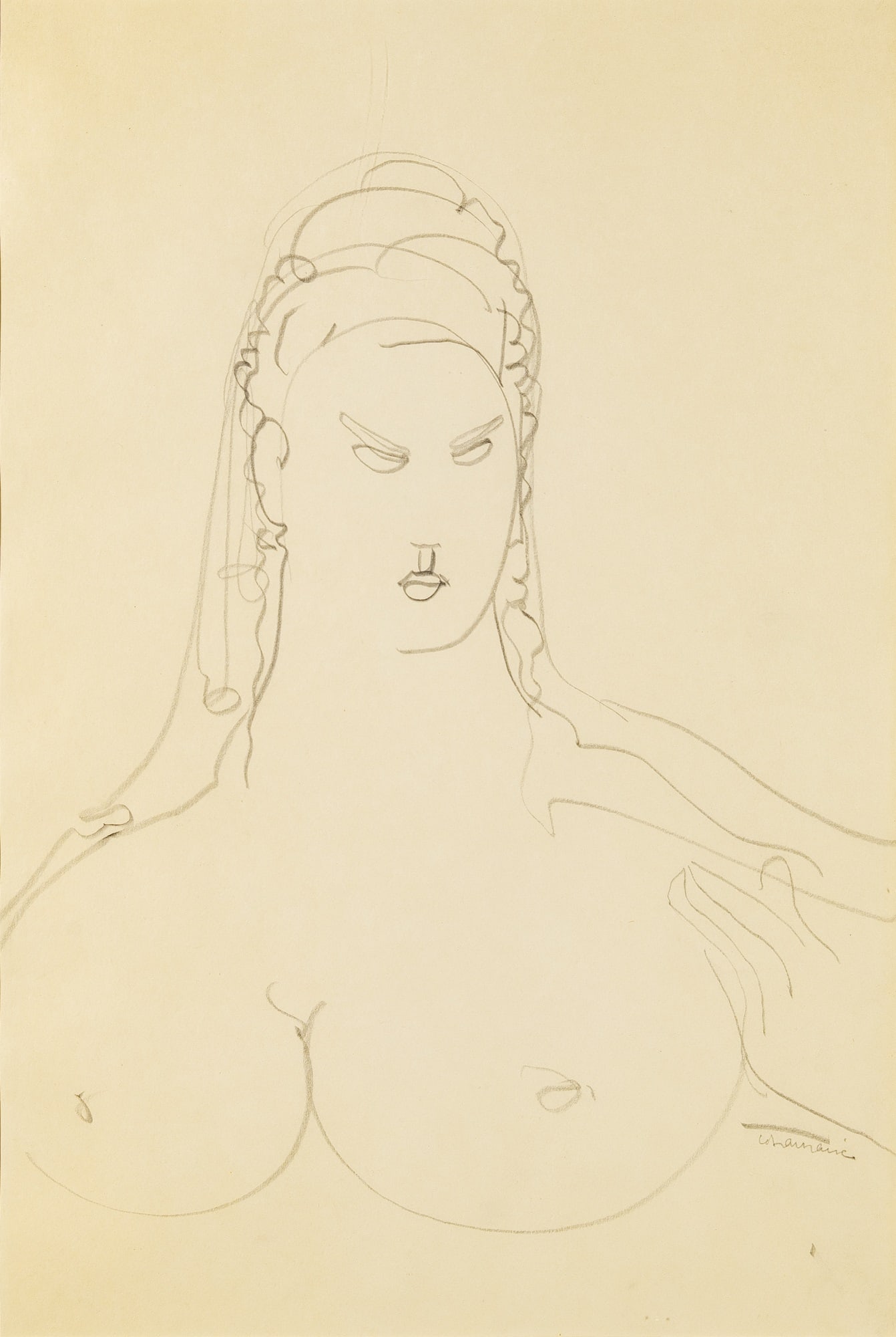 Gaston Lachaise: French/American, 1882-1935 Woman Signed GLachaise (lr) Pencil on paper 17 1/2 x 12 inches (44.5 x 30.5 cm) Provenance: Salander-O'Reilly Galleries, Inc., New York Exhibited: New
