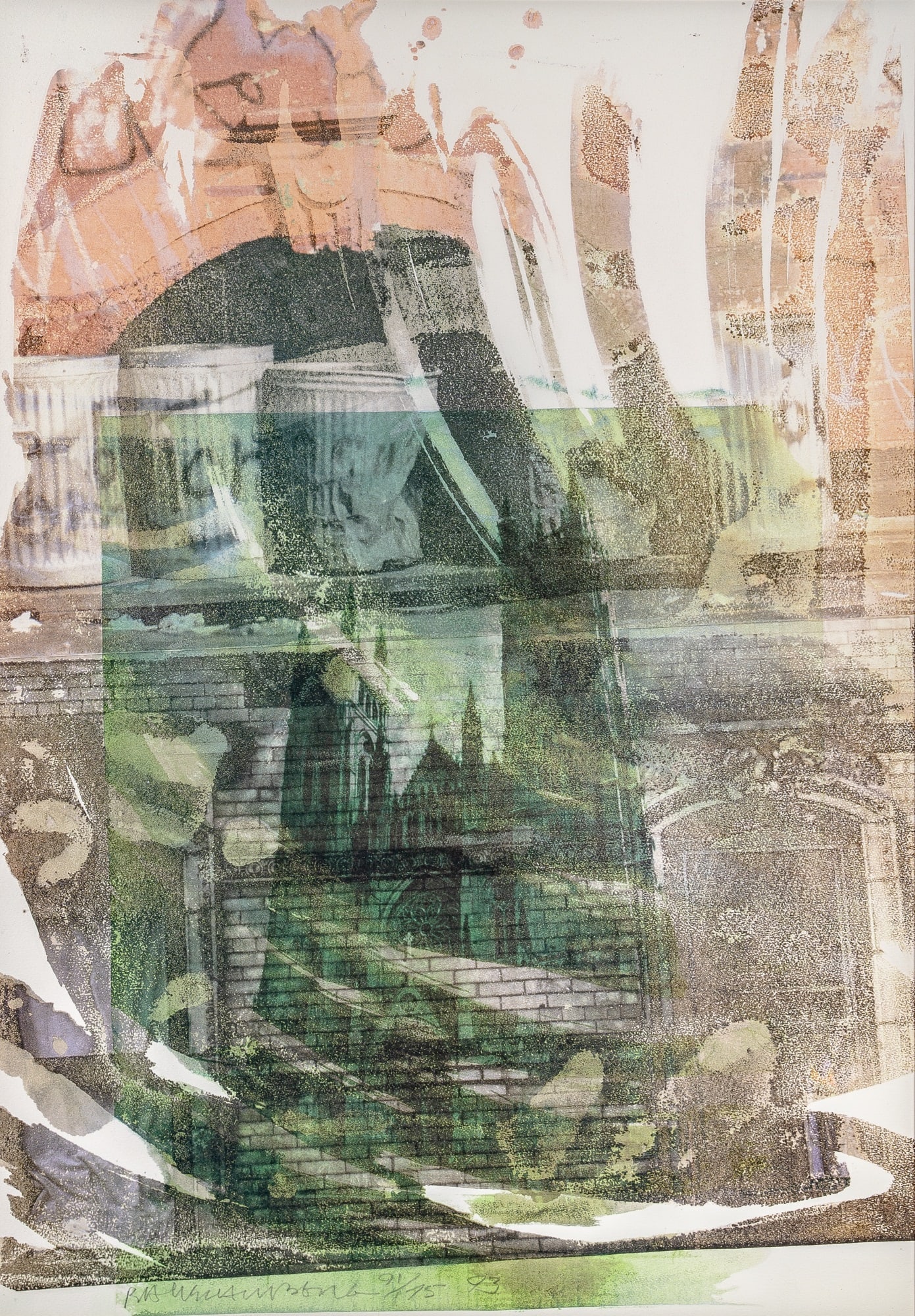 Robert Rauschenberg (1925-2008): SAINT JOHN THE DIVINE (CATHEDRAL PRINT) Color lithograph, 1993, on wove paper, signed, dated and numbered 91/175 in pencil, printed and published by Universal Limited Art Editions (ULAE), West Islip, 