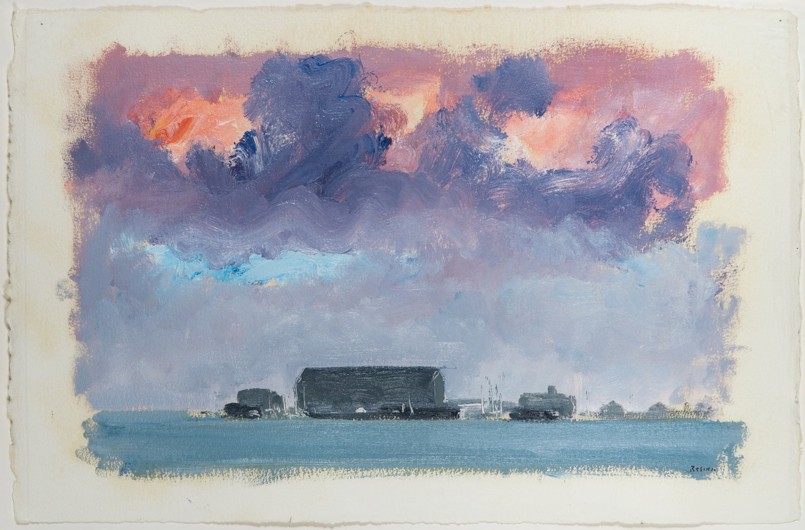 Paul Resika: American, b. 1928 Blue, Purple, Pink, 1984 Signed Resika (lr) Oil on paper 15 x 22 1/2 inches (38.1 x 57.2 cm) Provenance: Graham Modern, New York Acquired from the above by the presen
