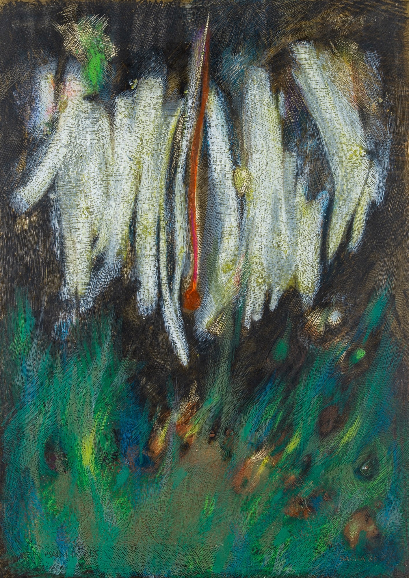 20th Century School: Ein Psalm Davids, 1983 Signed and dated SACHA 83 (lr) and inscribed as titled (ll) Encaustic on copper 27 ½ x 19 