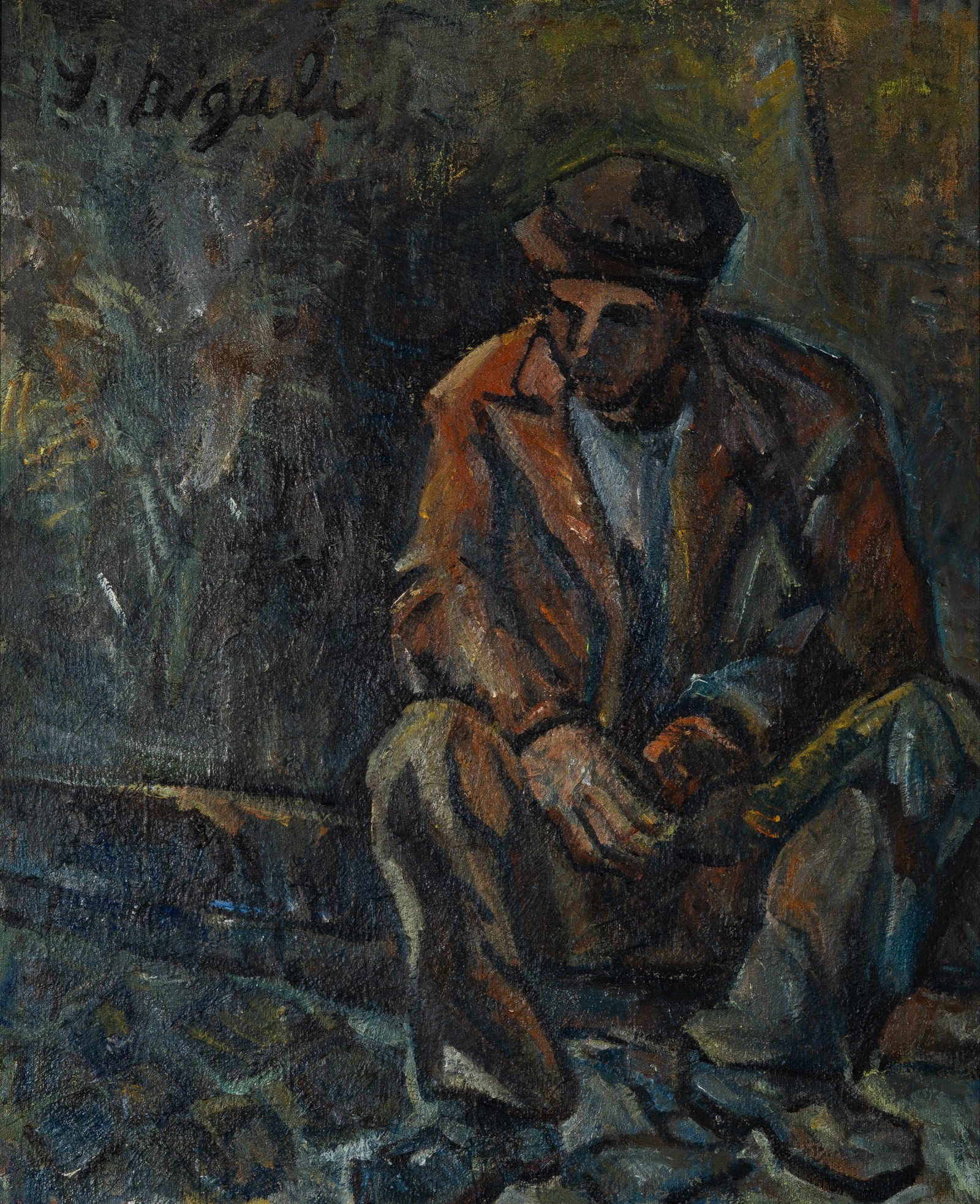 Seref Bigali: Turkish, 1925-2005 Untitled (Man), circa 1988 Signed S. Bigali (ul) Oil on canvas 23 1/2 x 19 1/2 inches (59.7 x 49.5 cm) (Framed 27 1/2 x 23 1/4 inches) Proceeds from this auction will support the
