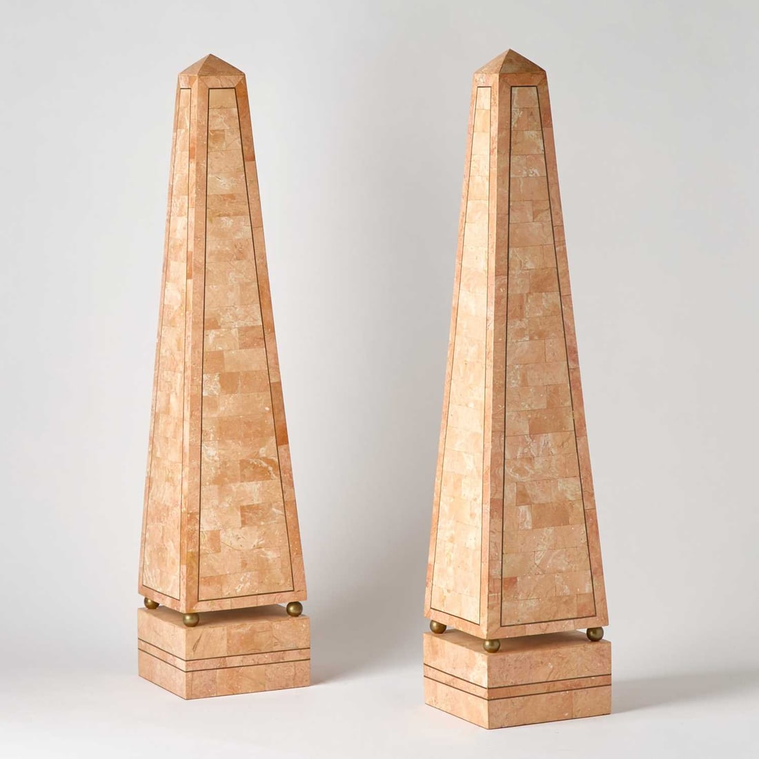 Pair of Tesselated Marble Veneered Obelisks (1 of 4)