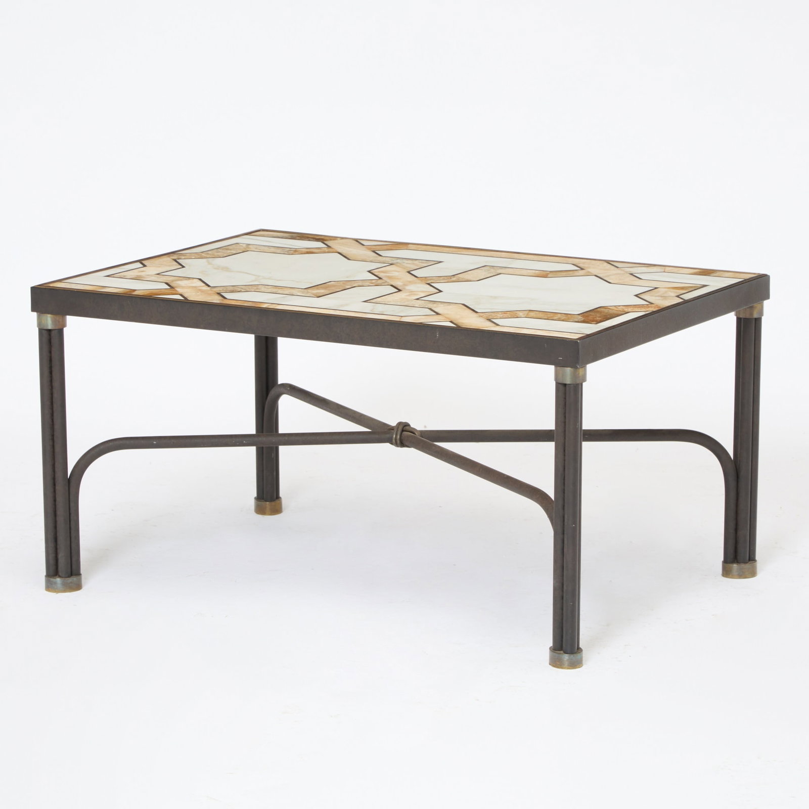 Agate Inlaid Marble and Iron Low Table (1 of 4)