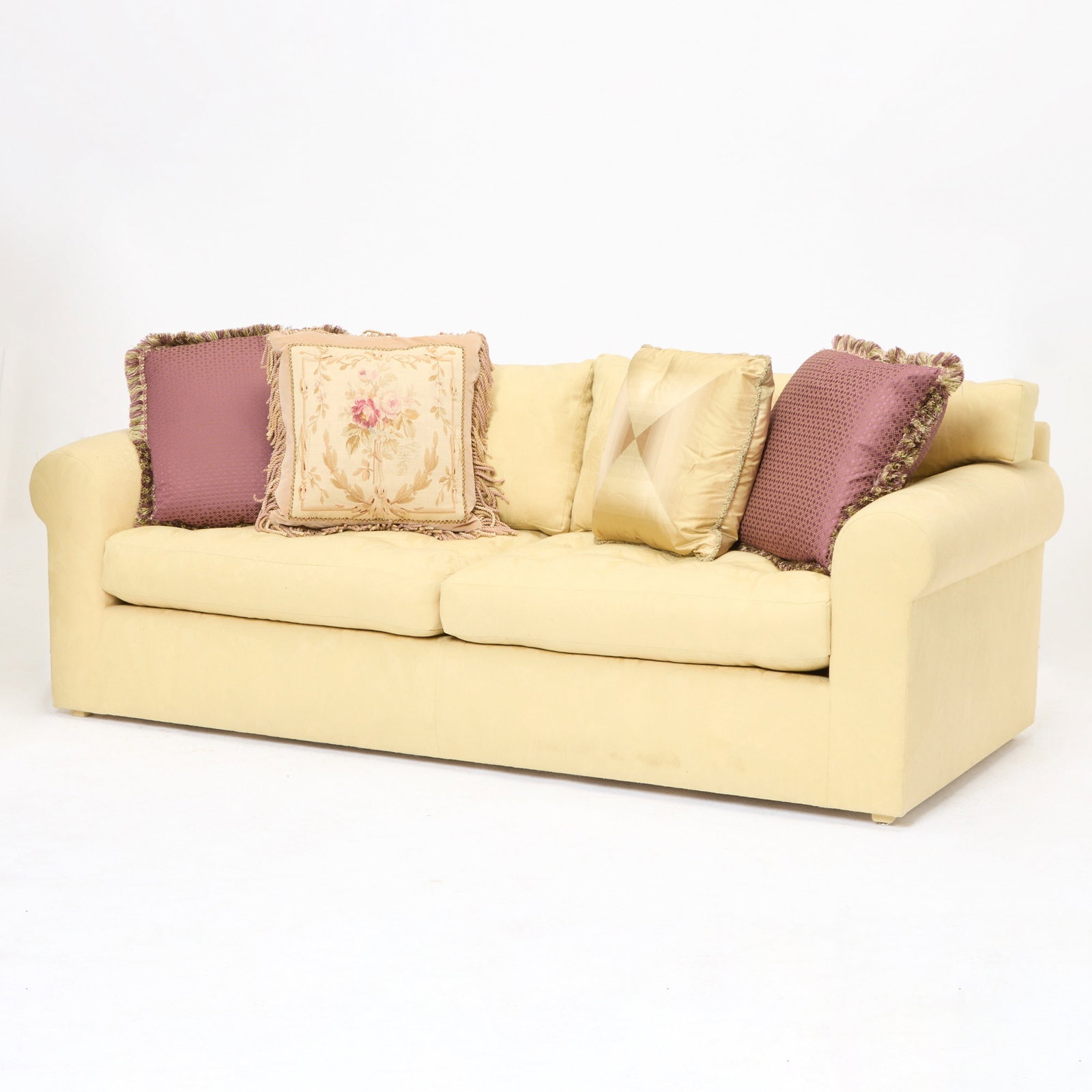 Damasked Upholstered Loose Cushion Sofa (1 of 5)