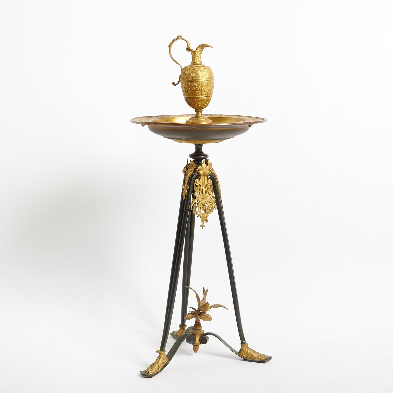 Renaissance Revival Gilt and Patinated Metal Basin and Ewer on Stand (1 of 10)