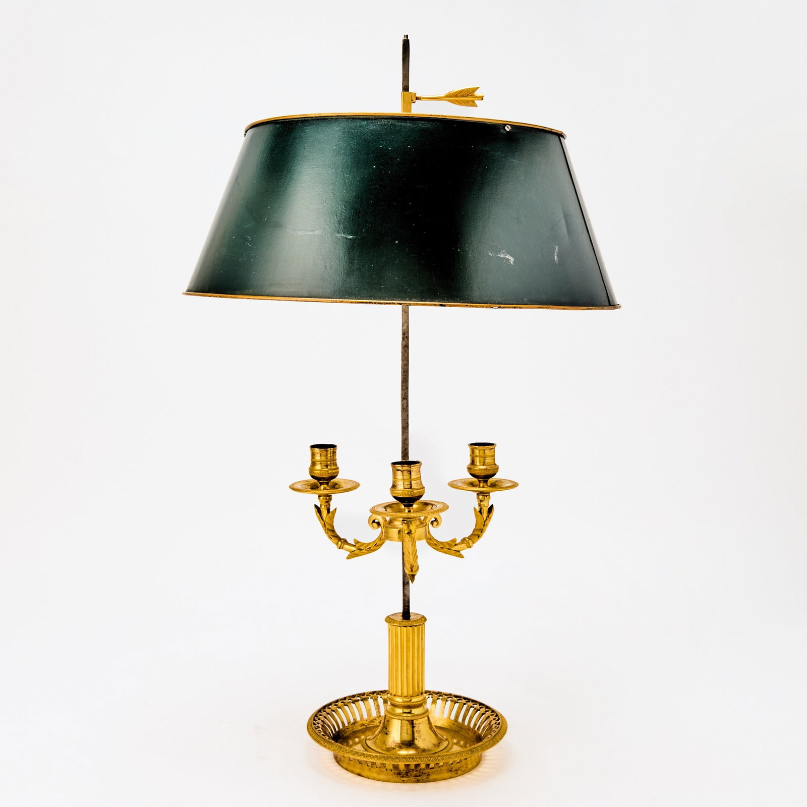 Empire Style Gilt-Bronze & Tole Bouilotte Lamp With Tole Shade (1 of 5)