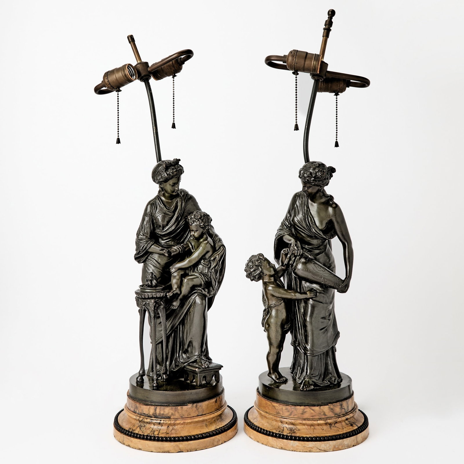 Two French Patinated Bronze Sculptures Mounted as Table Lamps (1 of 6)