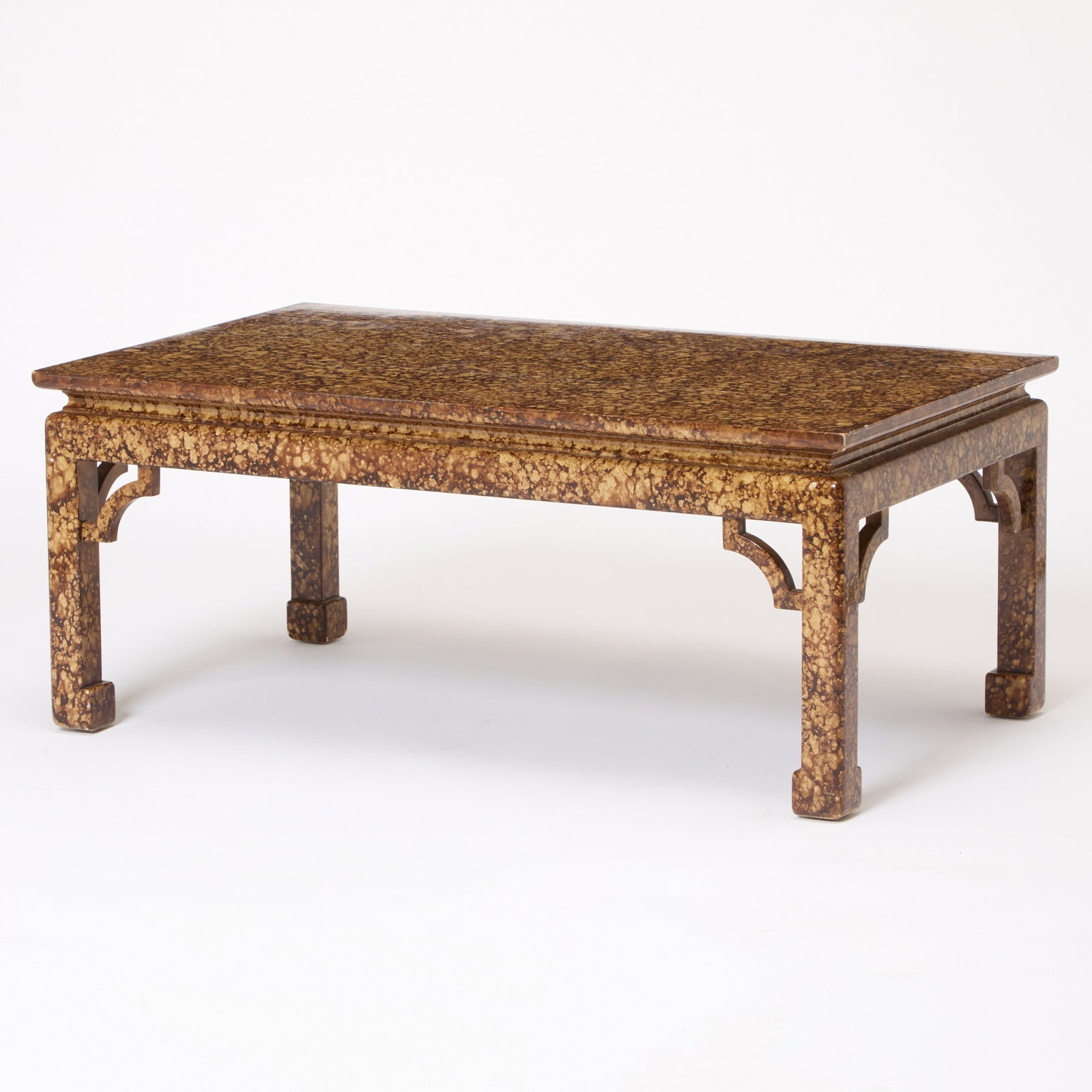 Asian Style Faux Marble Painted Wood Low Table (1 of 4)