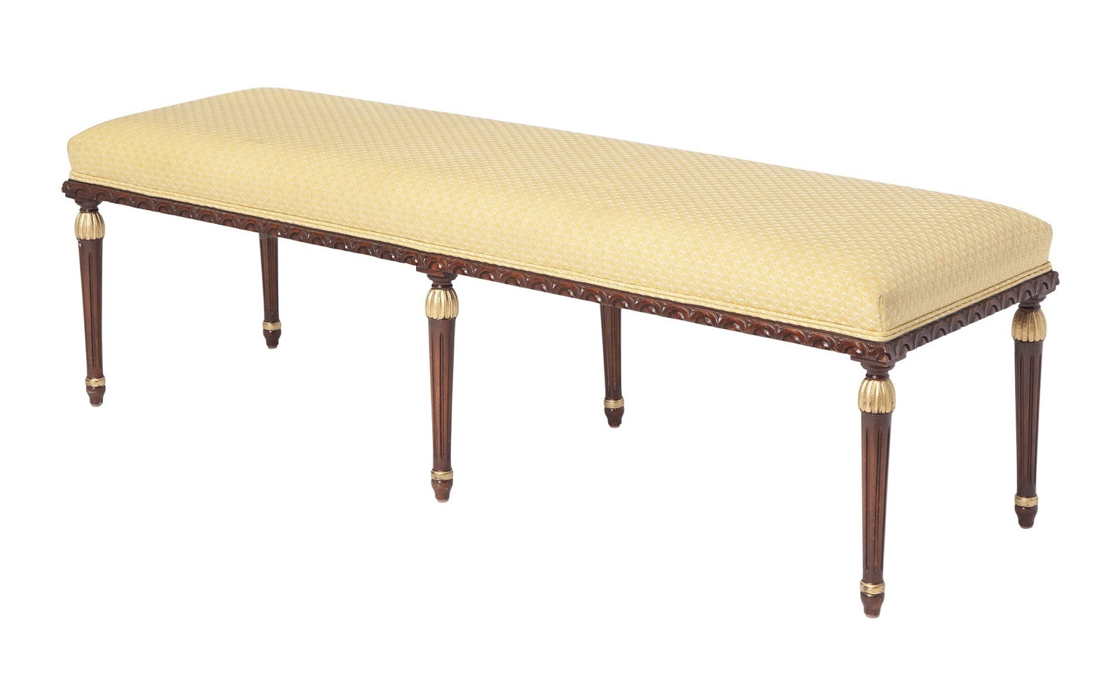 Louis XVI Style Parcel-Gilt Mahogany Upholstered Bench (1 of 6)