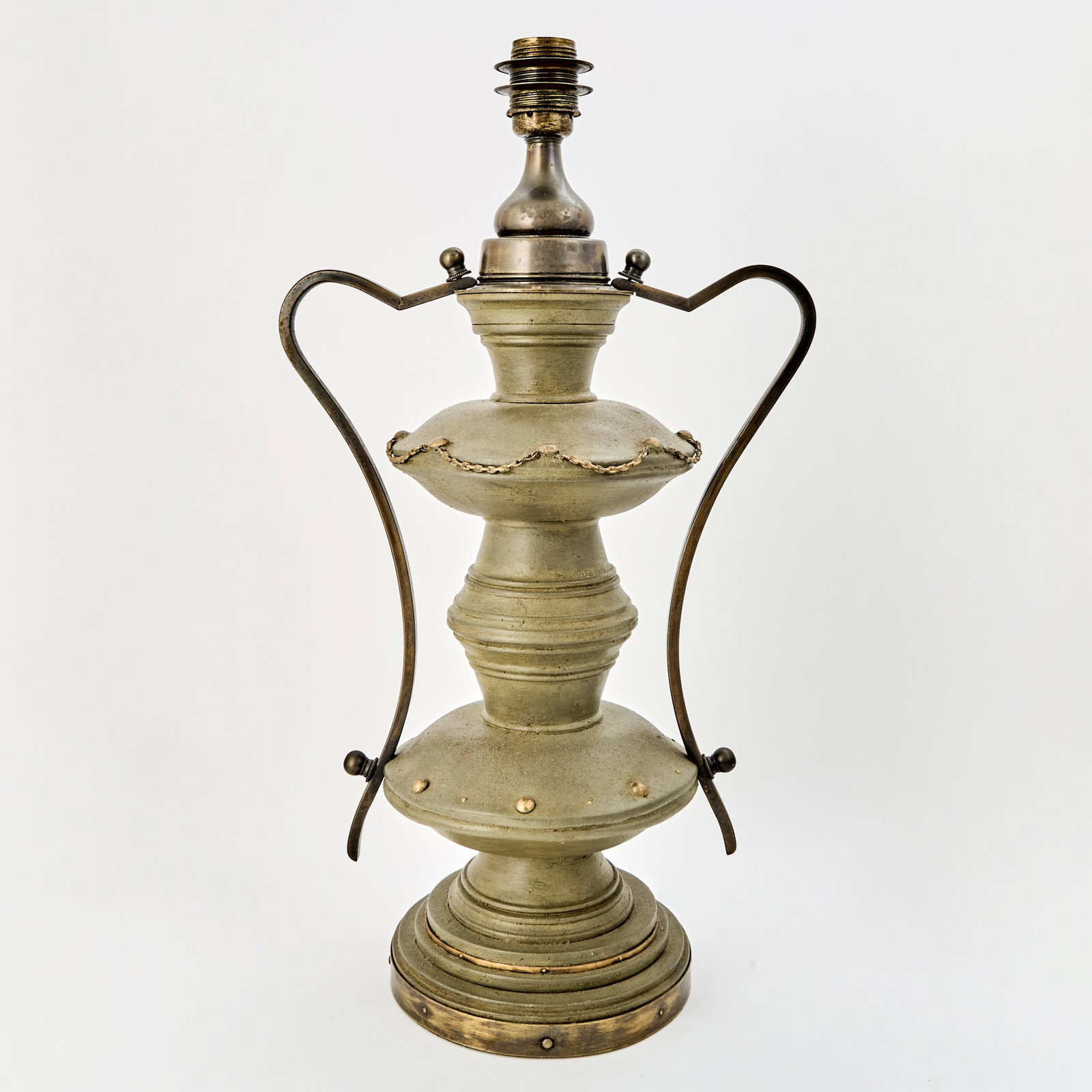 Chinese Carved Wood and Metal Table Lamp (1 of 4)