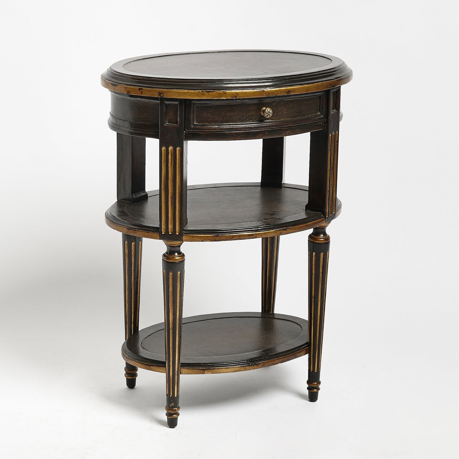 John Richards Louis XVI Style Painted and Parcel-Gilt Oval Side Table (1 of 8)