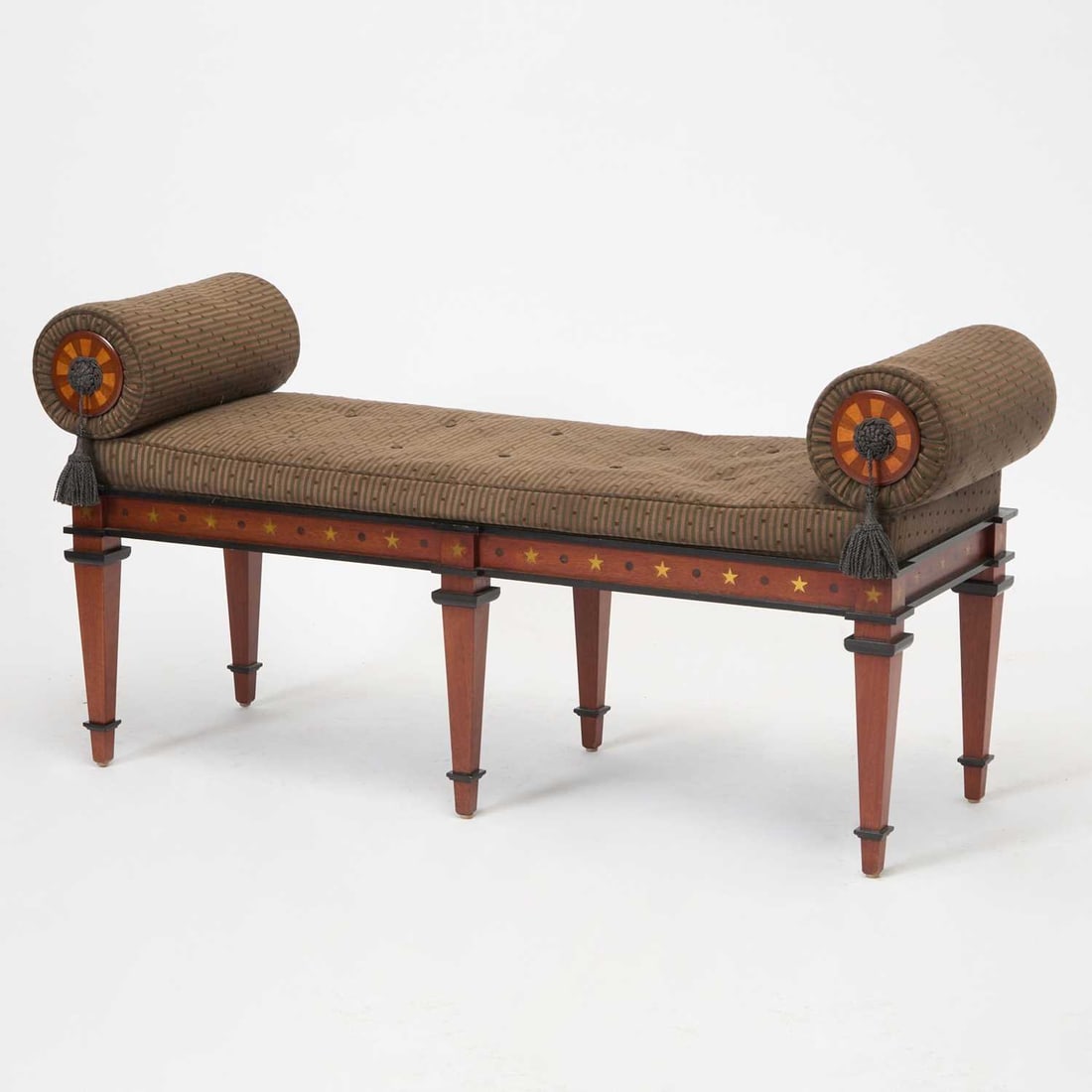 Regency Style Gilt and Ebonized Mahogany Window Bench (1 of 4)