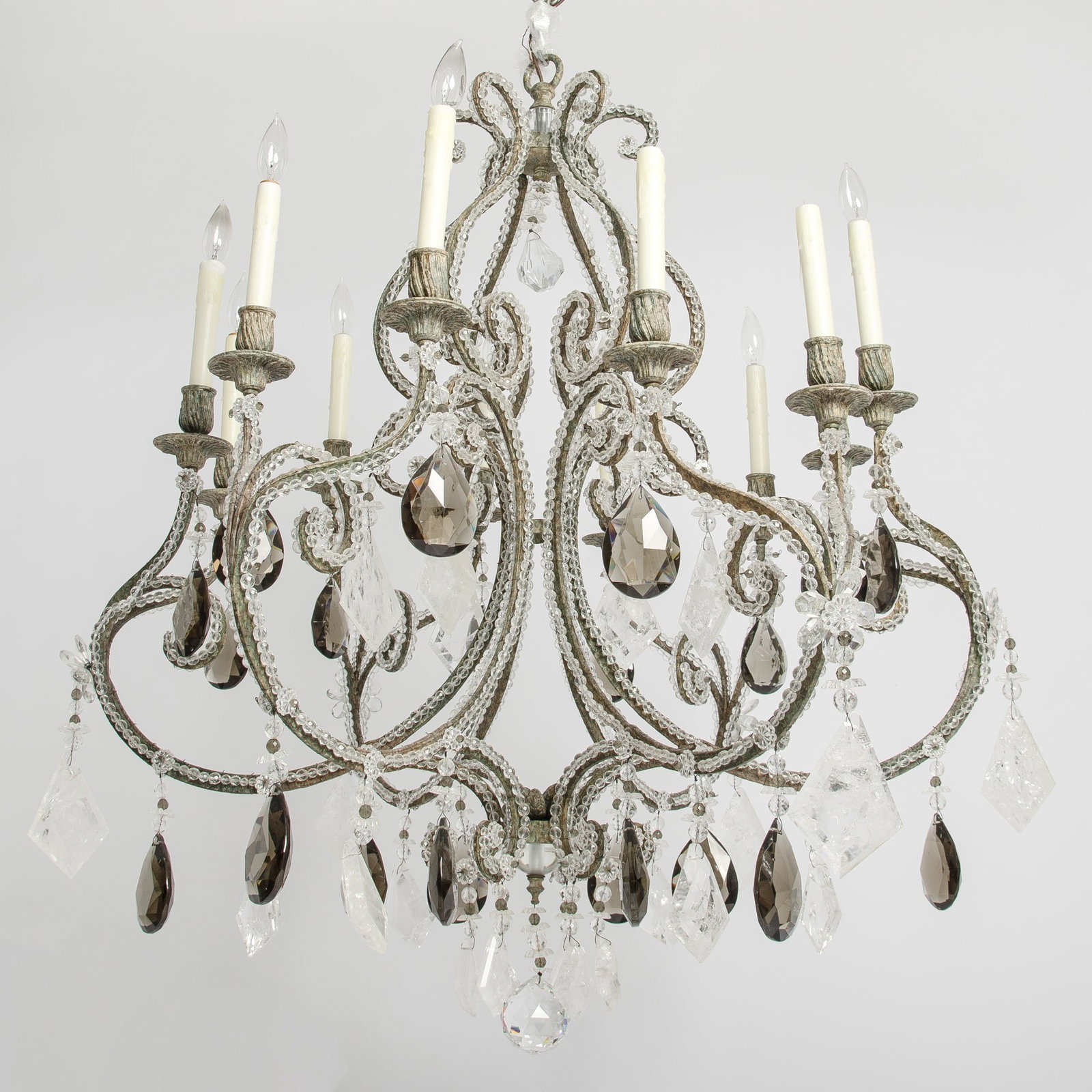 Maison Bagues Style Metal and Rock Crystal Eight Light Chandelier (1 of 3)