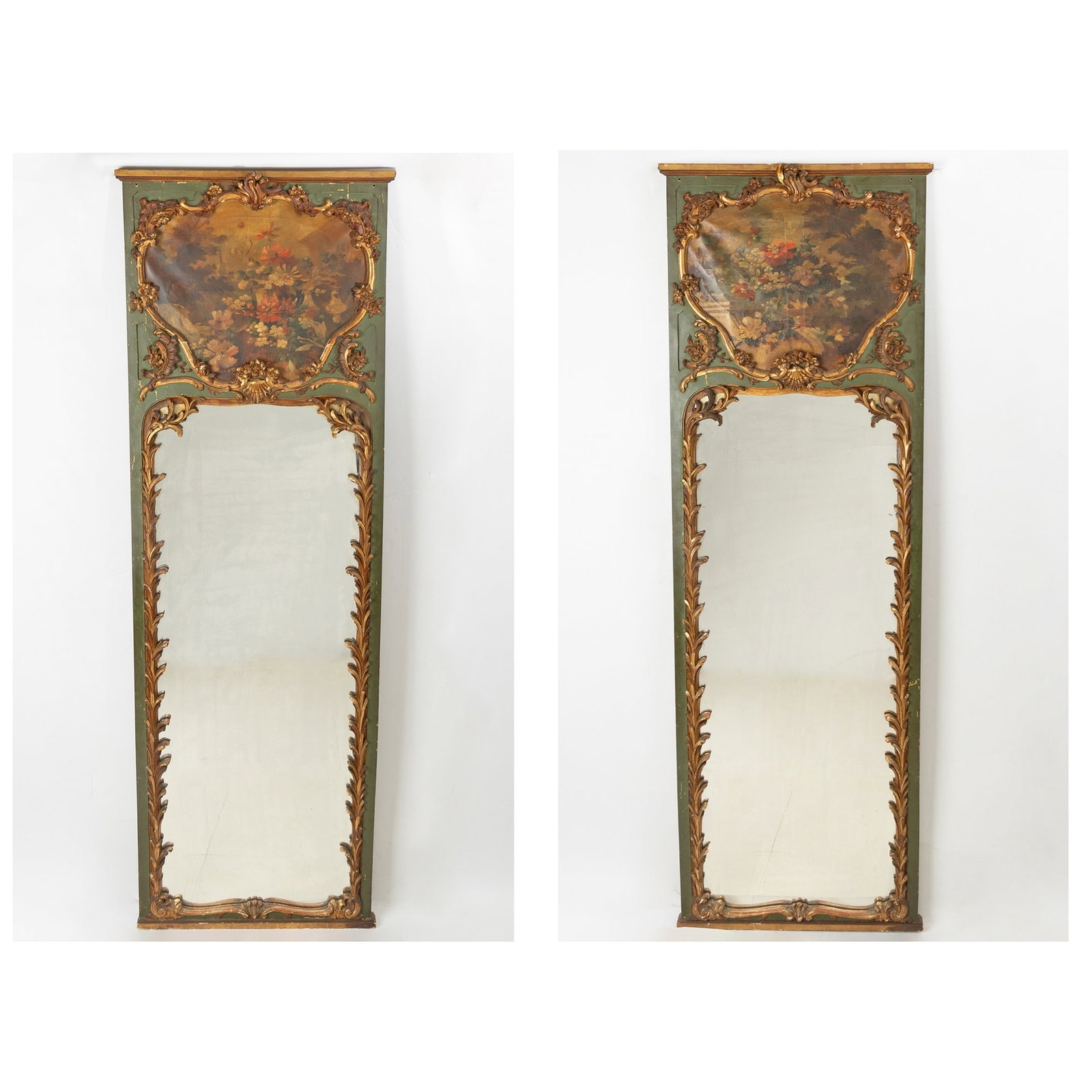 Pair of Louis XV Style Painted and Parcel-Gilt Trumeau Mirrors (1 of 6)