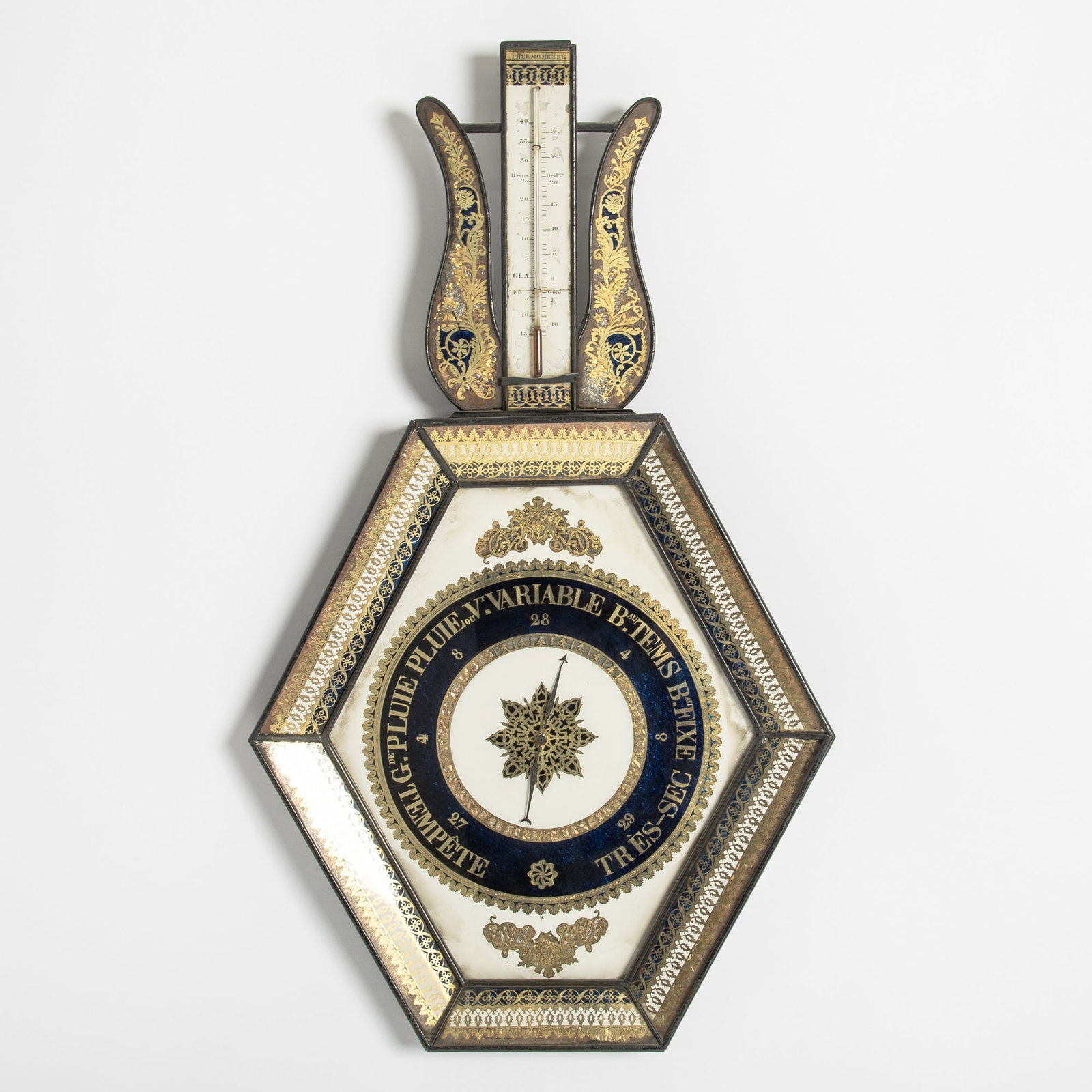French Eglomise Glass Barometer (1 of 4)